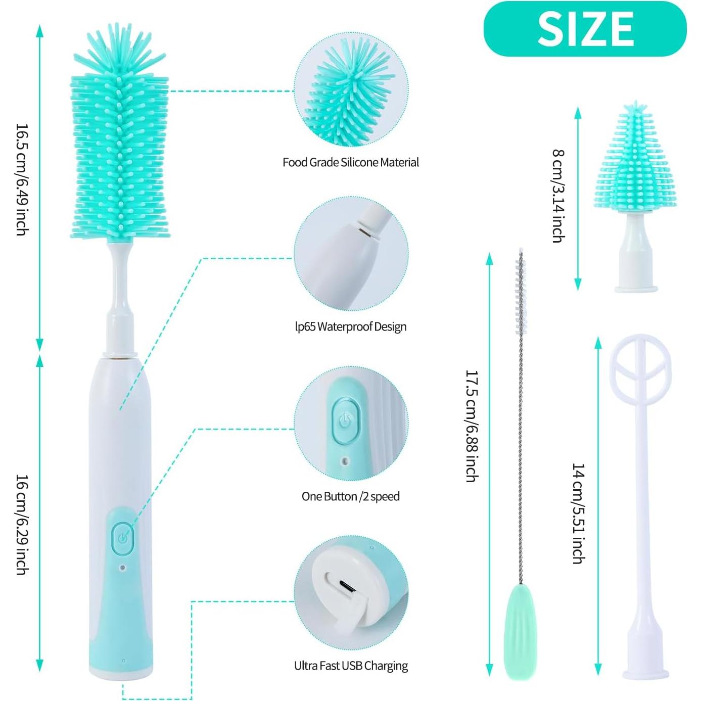 Limpiador Eléctrico de Botellas LIFRTRIBE Verde con Accesorios