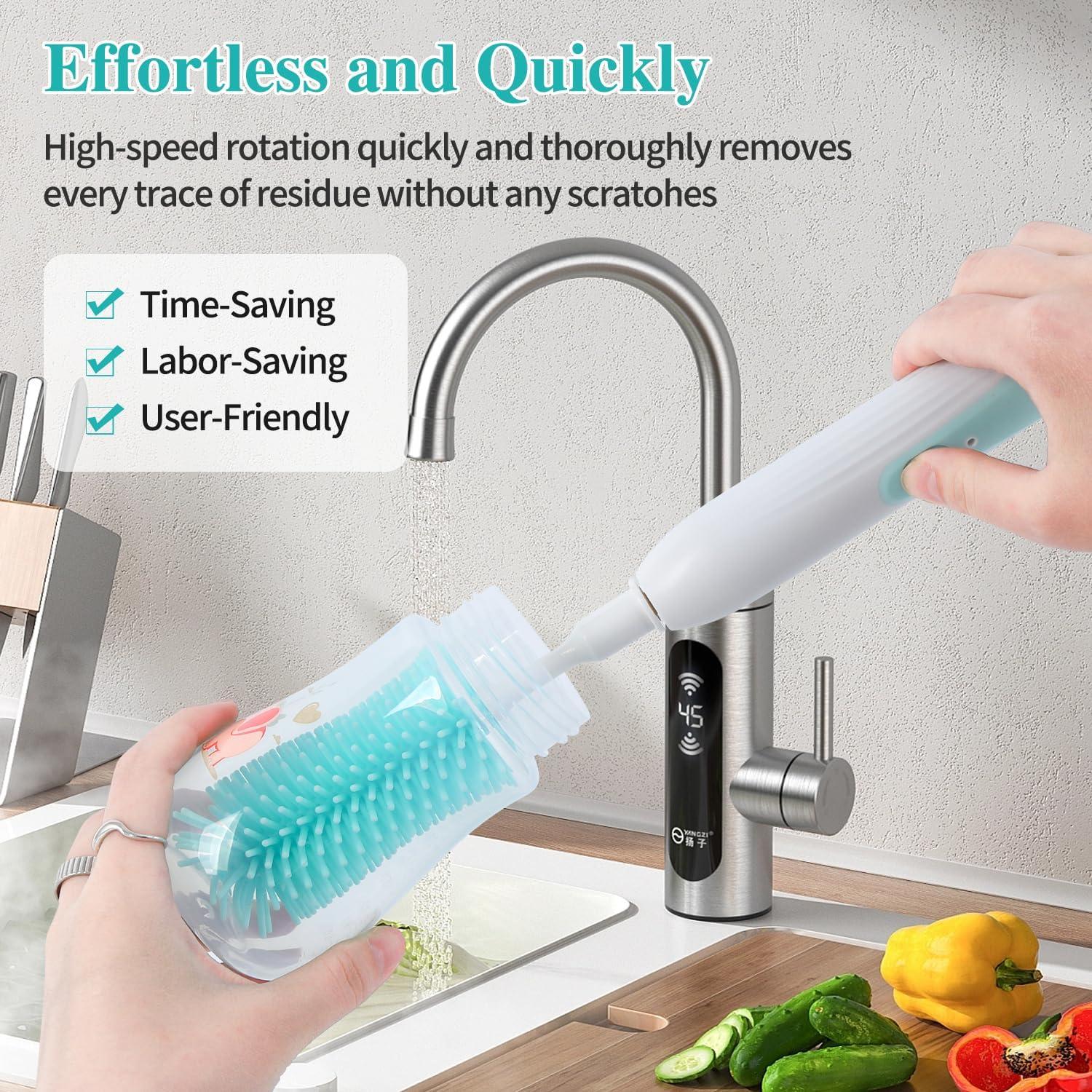 Limpiador Eléctrico de Botellas LIFRTRIBE Verde con Accesorios