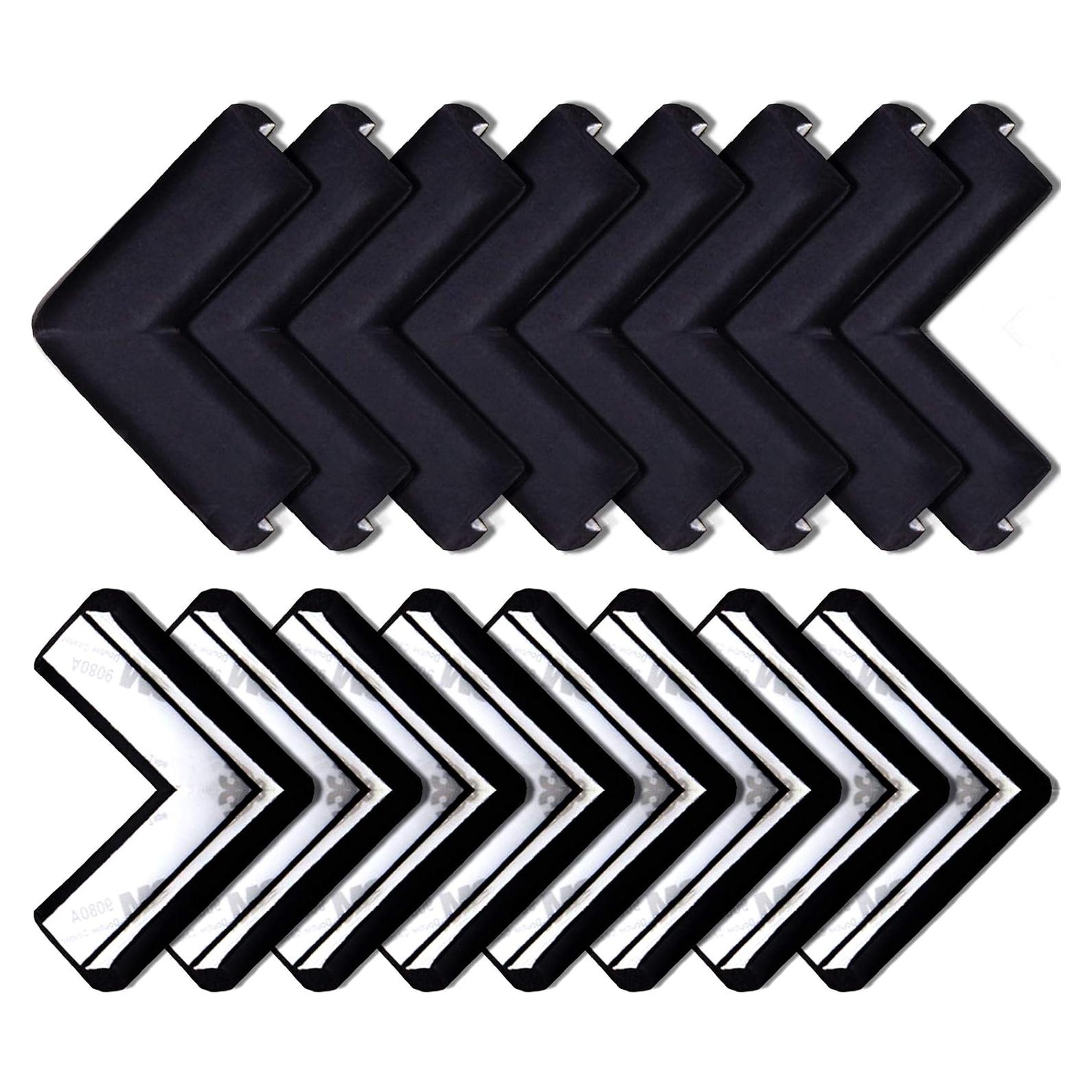 Bebe Earth - Protectores de Esquinas y Bordes para Bebés - 16 Unidades - Seguridad Muebles - Color Negro
