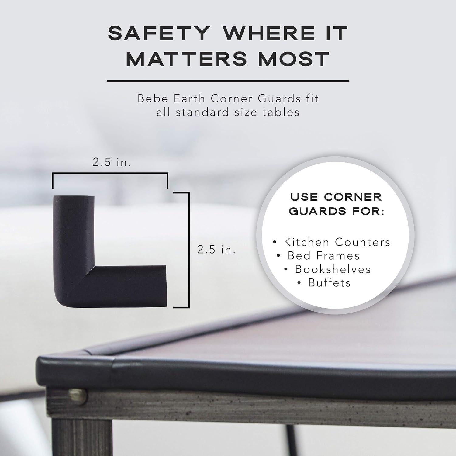 Bebe Earth - Protectores de Esquinas y Bordes para Bebés - 16 Unidades - Seguridad Muebles - Color Negro