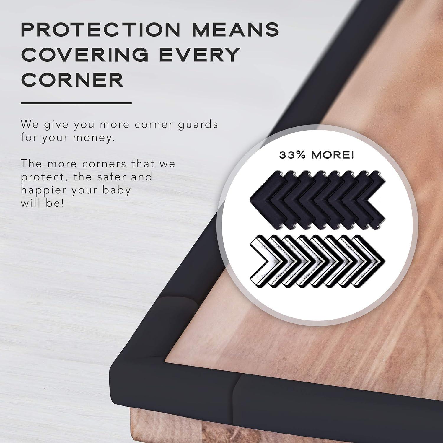Bebe Earth - Protectores de Esquinas y Bordes para Bebés - 16 Unidades - Seguridad Muebles - Color Negro
