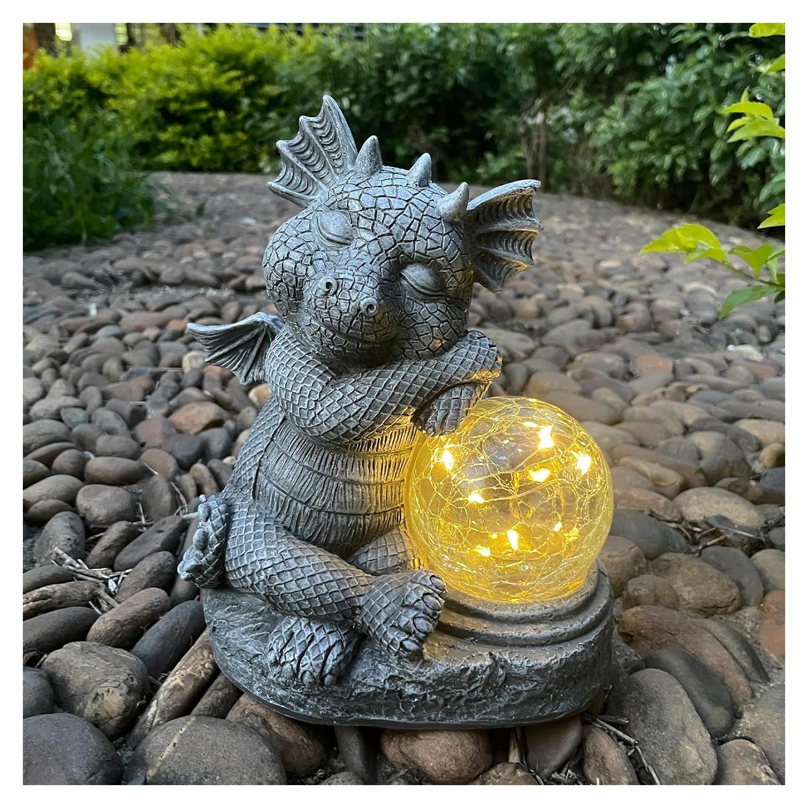 Figurita de Dragón Solar WNXURT 22 cm Resina Decorativa