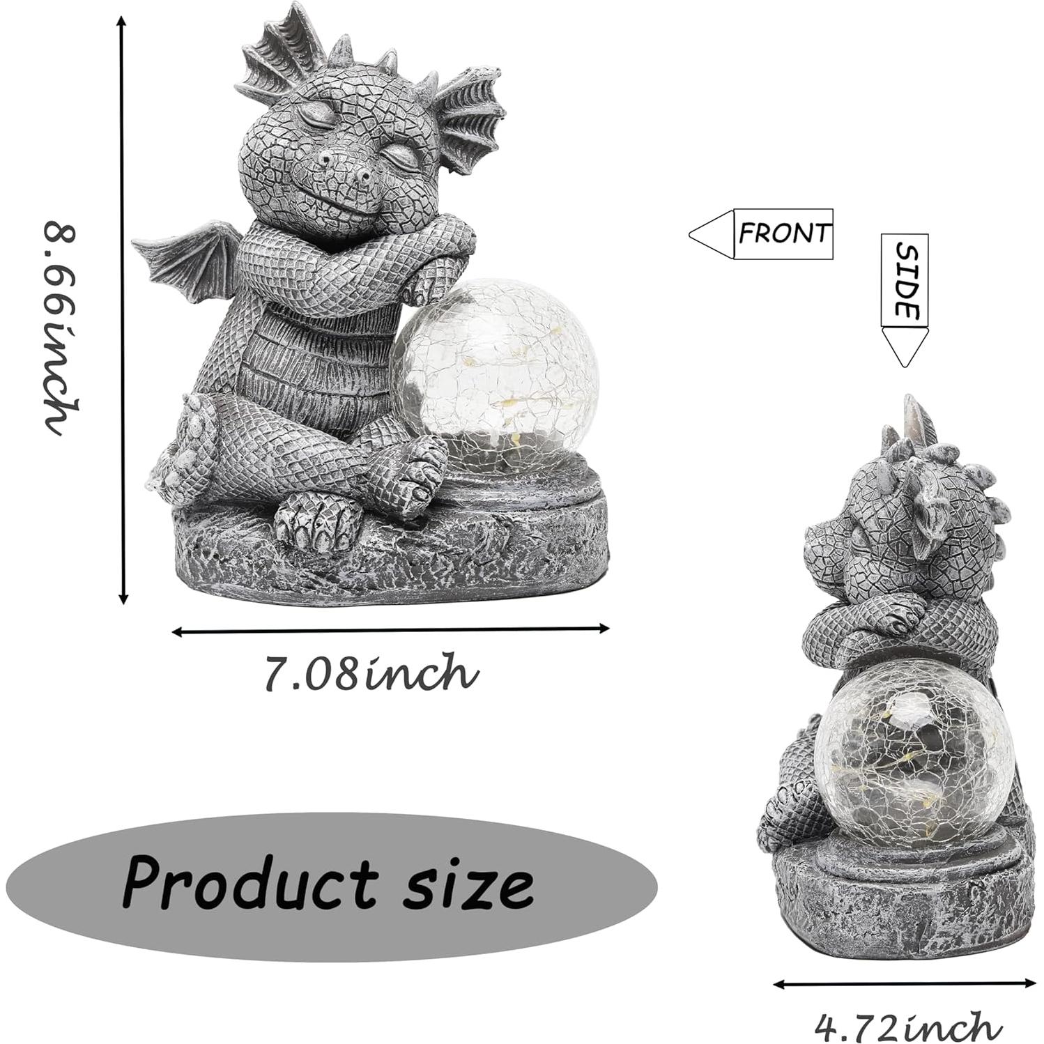 Figurita de Dragón Solar WNXURT 22 cm Resina Decorativa