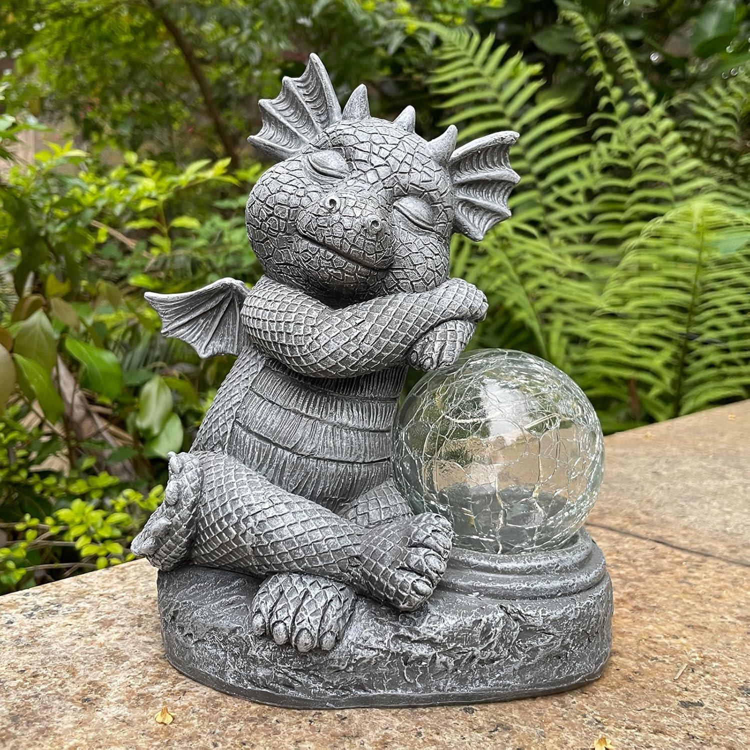 Figurita de Dragón Solar WNXURT 22 cm Resina Decorativa