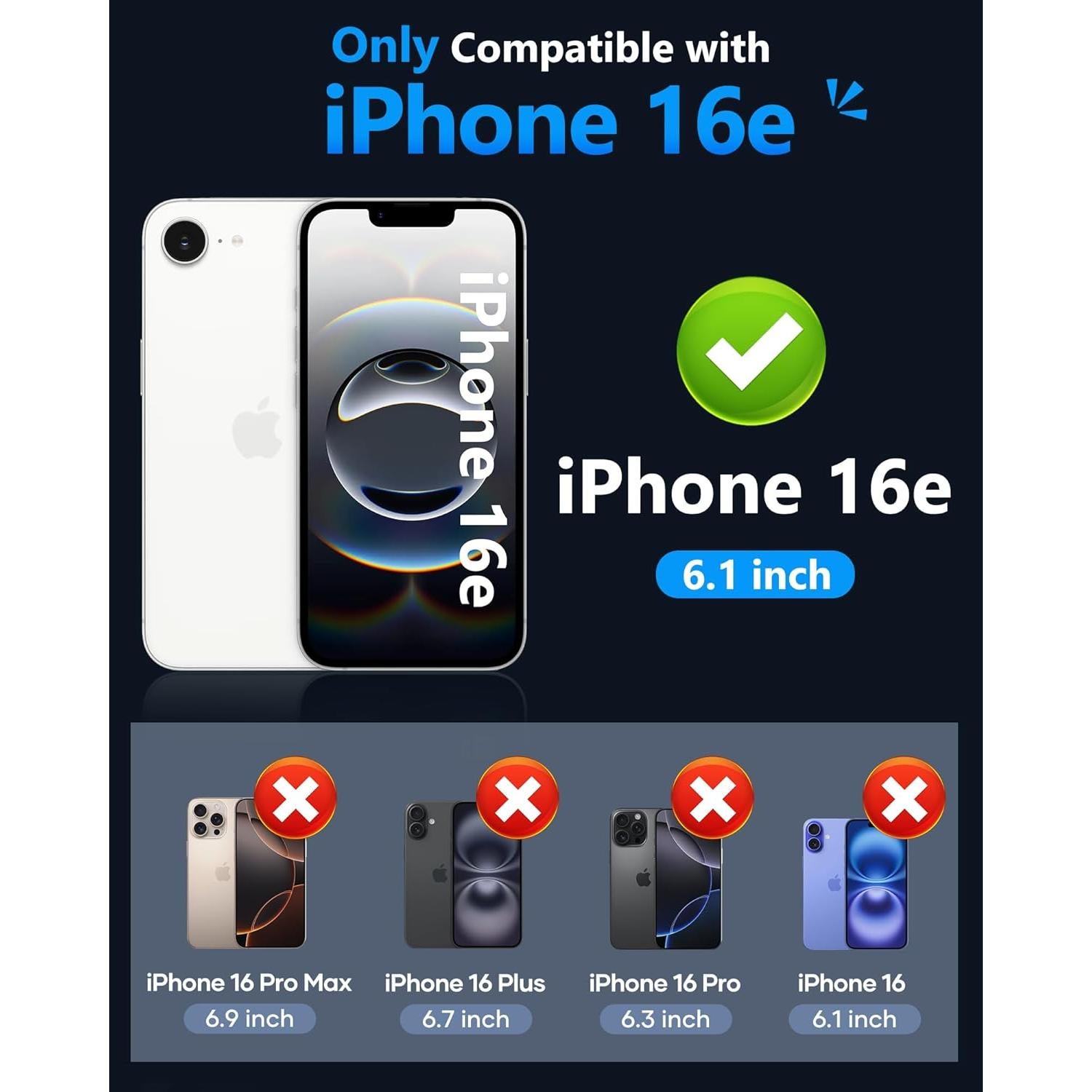 Funda Cartera ATATOO para iPhone 16e 6.1" 2025, Negro