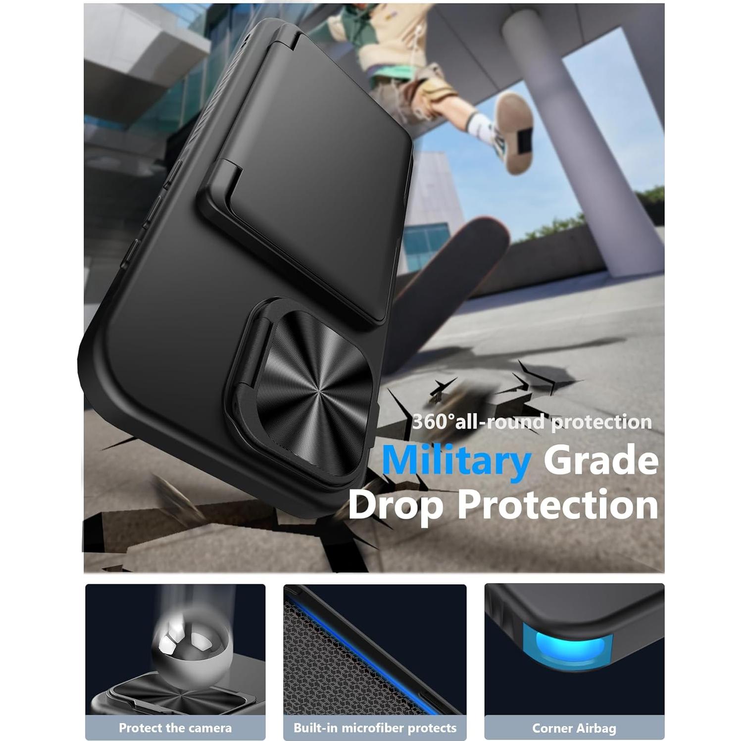 Funda Cartera ATATOO para iPhone 16e 6.1" 2025, Negro