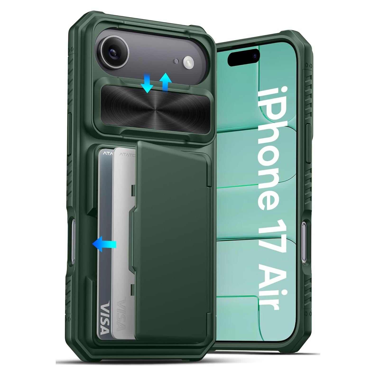 Funda de Cartera ATATOO para iPhone Air 2025 Verde, 3-5 Tarjetas