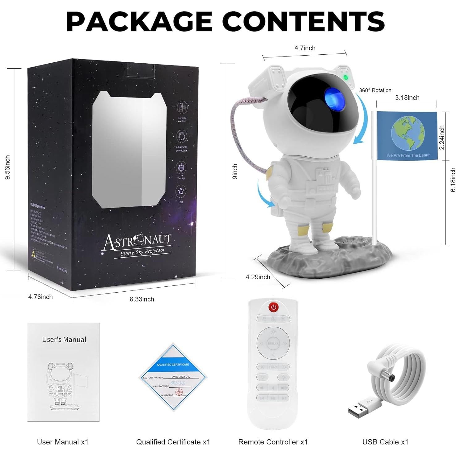 Proyector Astronauta Galaxy LUXONIC con Bluetooth y Control Remoto