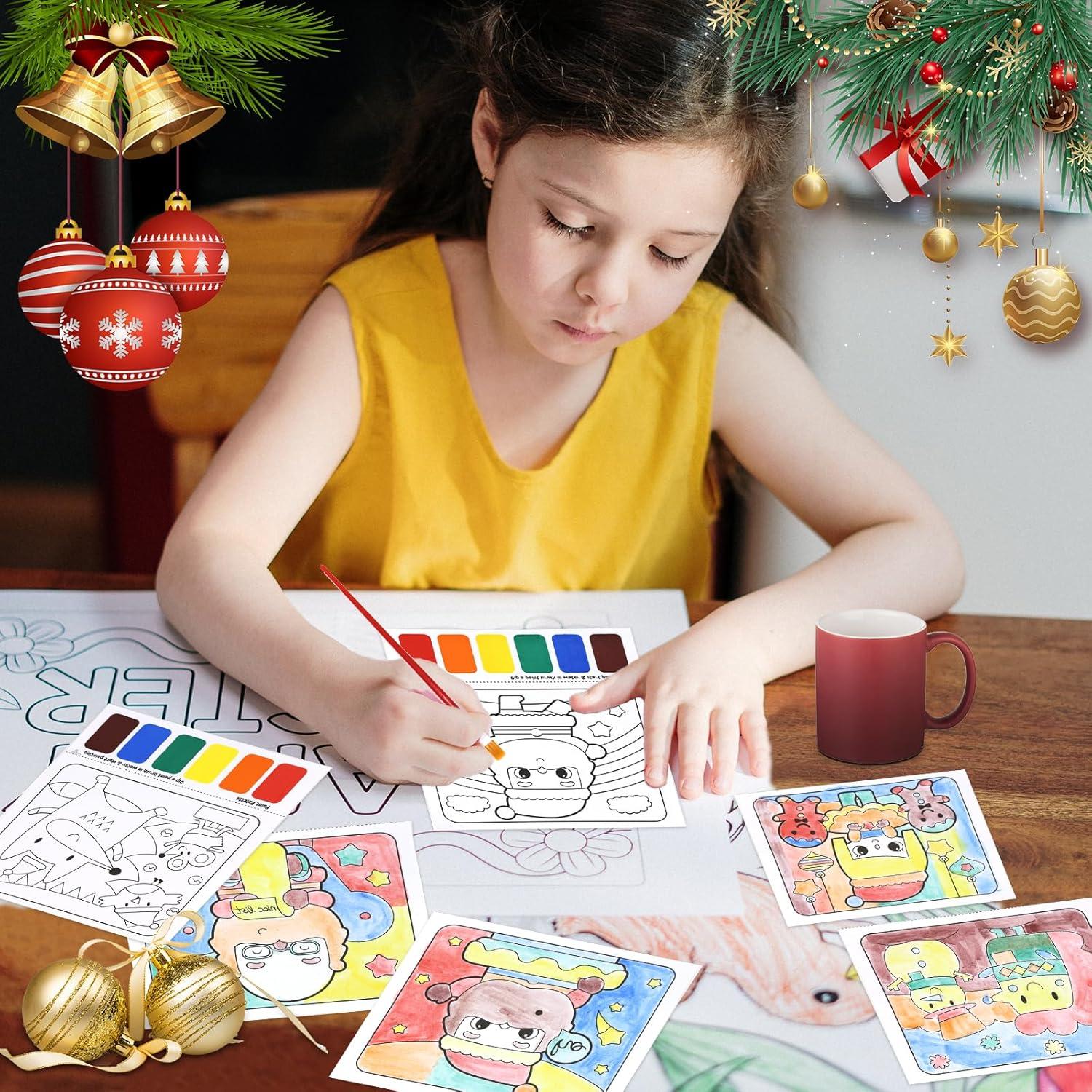 Libros de Acuarela VKPI Navidad 12 Hojas 2 Pinceles