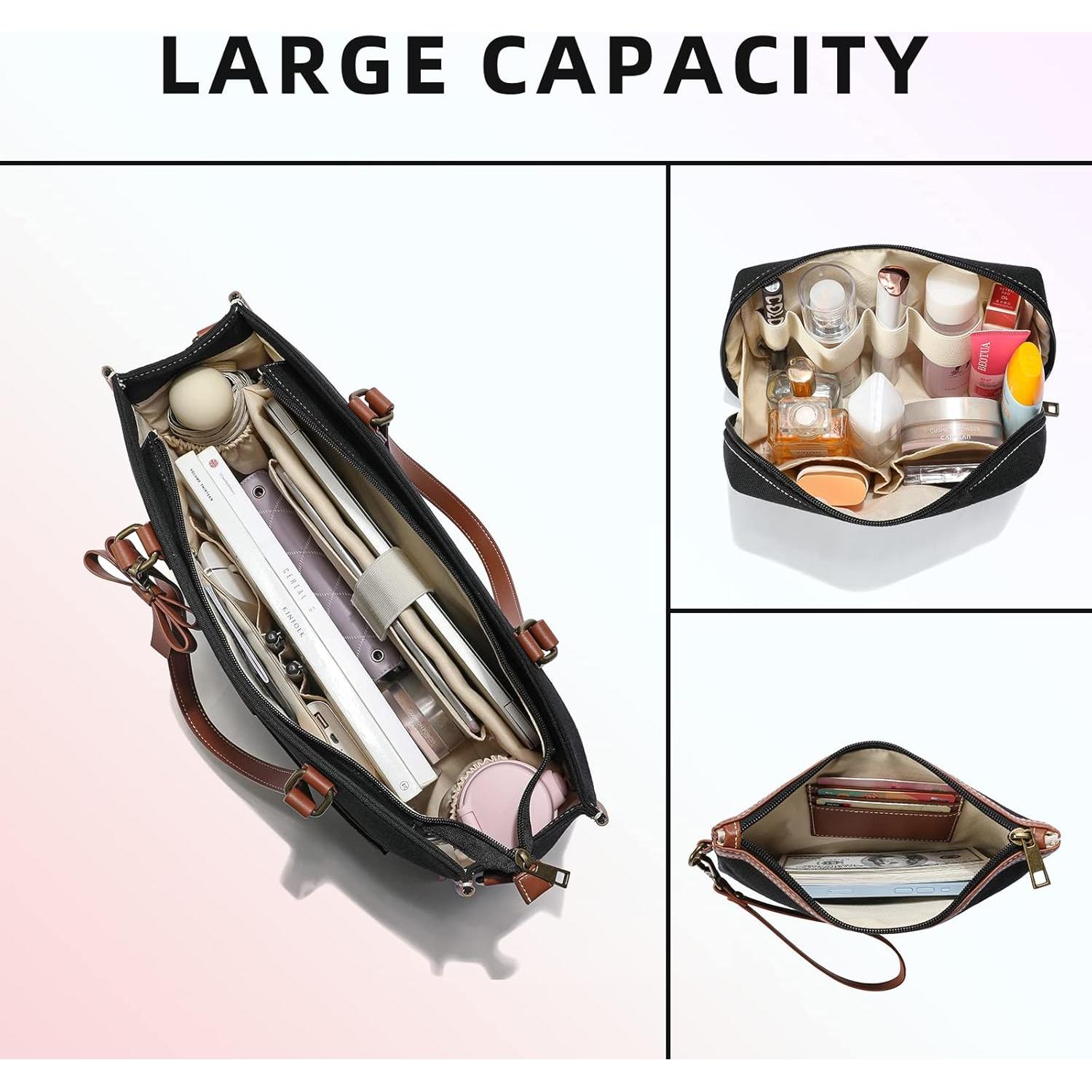 Bolsa para Laptop Keyli 15.6" Lona Negra 3 Piezas Mujer