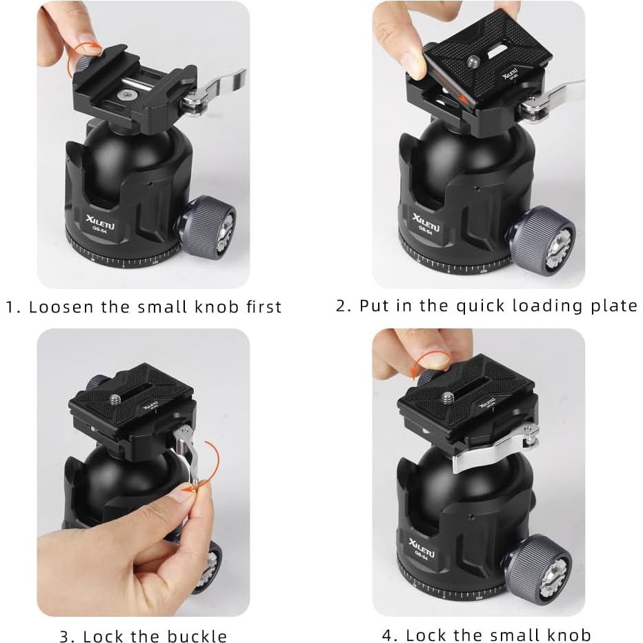 Cabezal de bola de aluminio XILETU 44mm para trípode DSLR 35kg