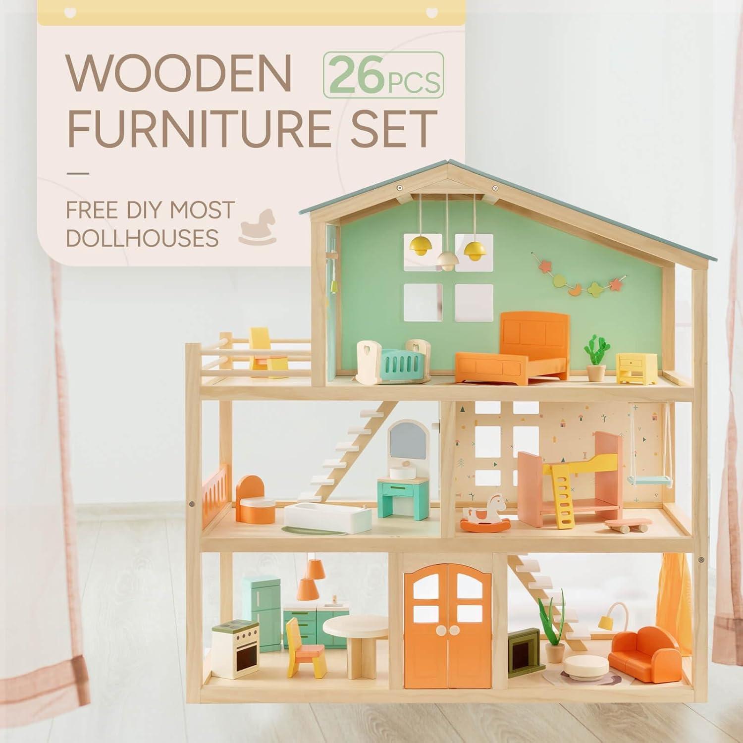 Conjunto de Muebles de Casa de Muñecas Giantbean 26 Pcs