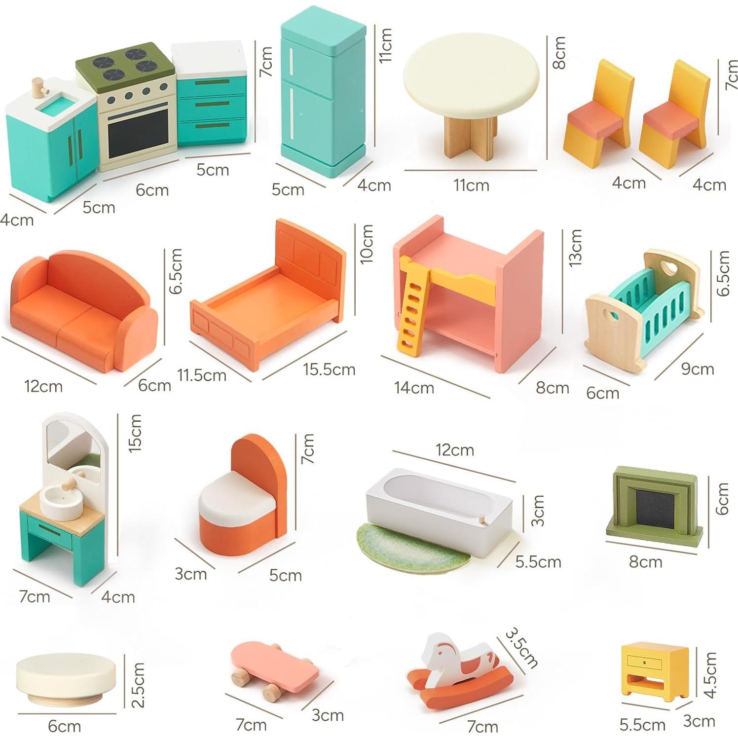 Conjunto de Muebles de Casa de Muñecas Giantbean 26 Pcs