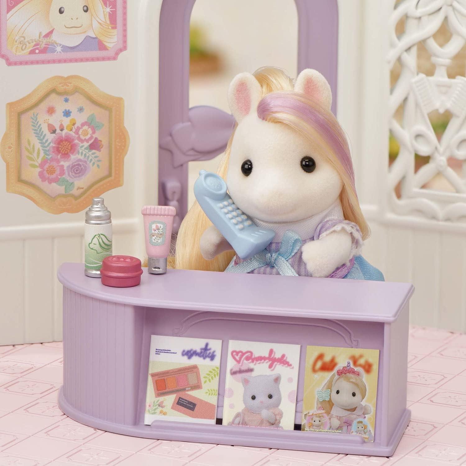 Salón de Peluquería Elegante Calico Critters con 40 Accesorios