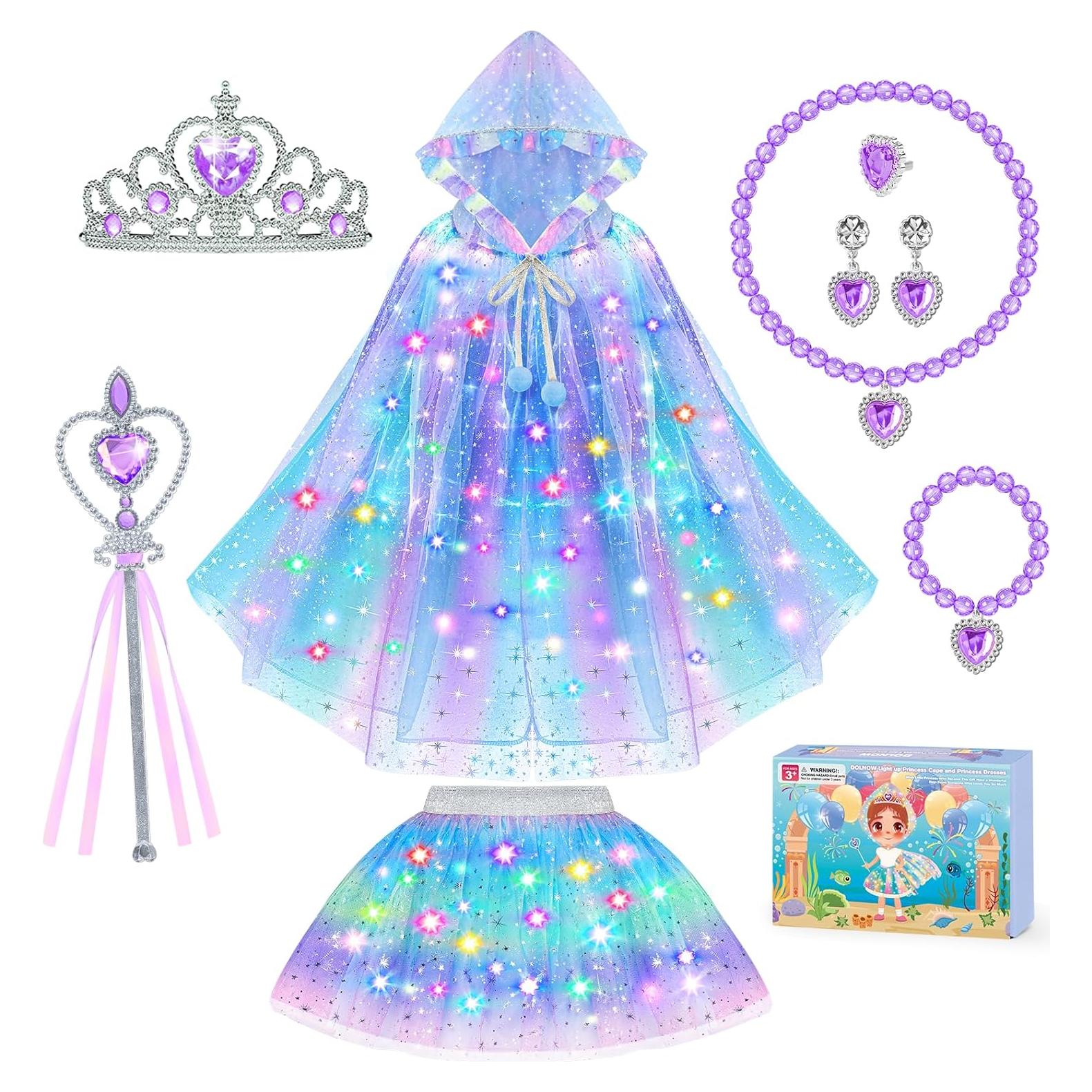 Disfraz de Princesa para Niñas DOLNOW con Capa Brillante y Accesorios