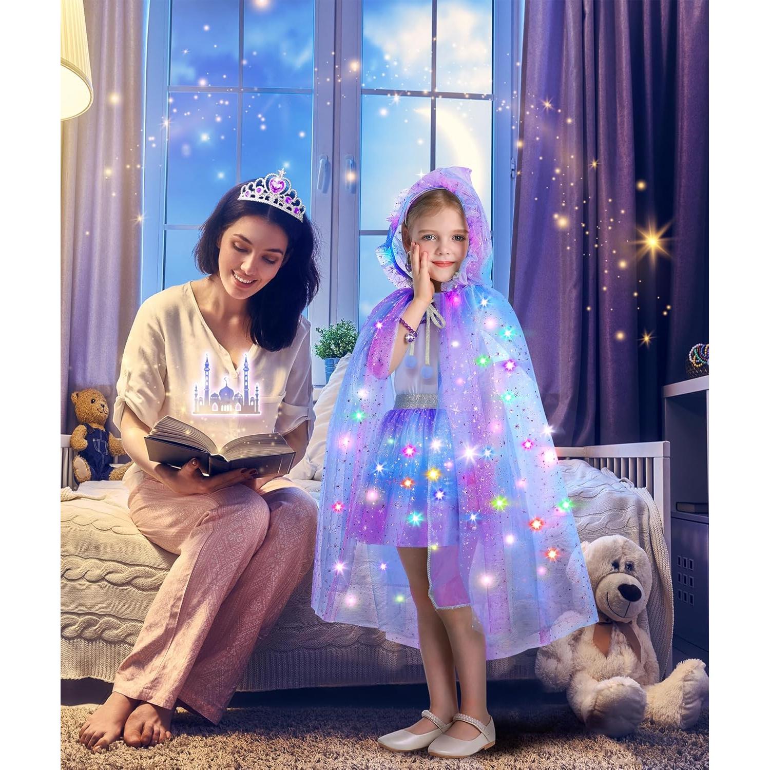 Disfraz de Princesa para Niñas DOLNOW con Capa Brillante y Accesorios