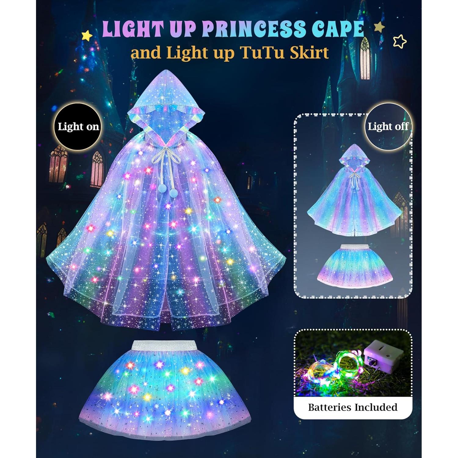 Disfraz de Princesa para Niñas DOLNOW con Capa Brillante y Accesorios