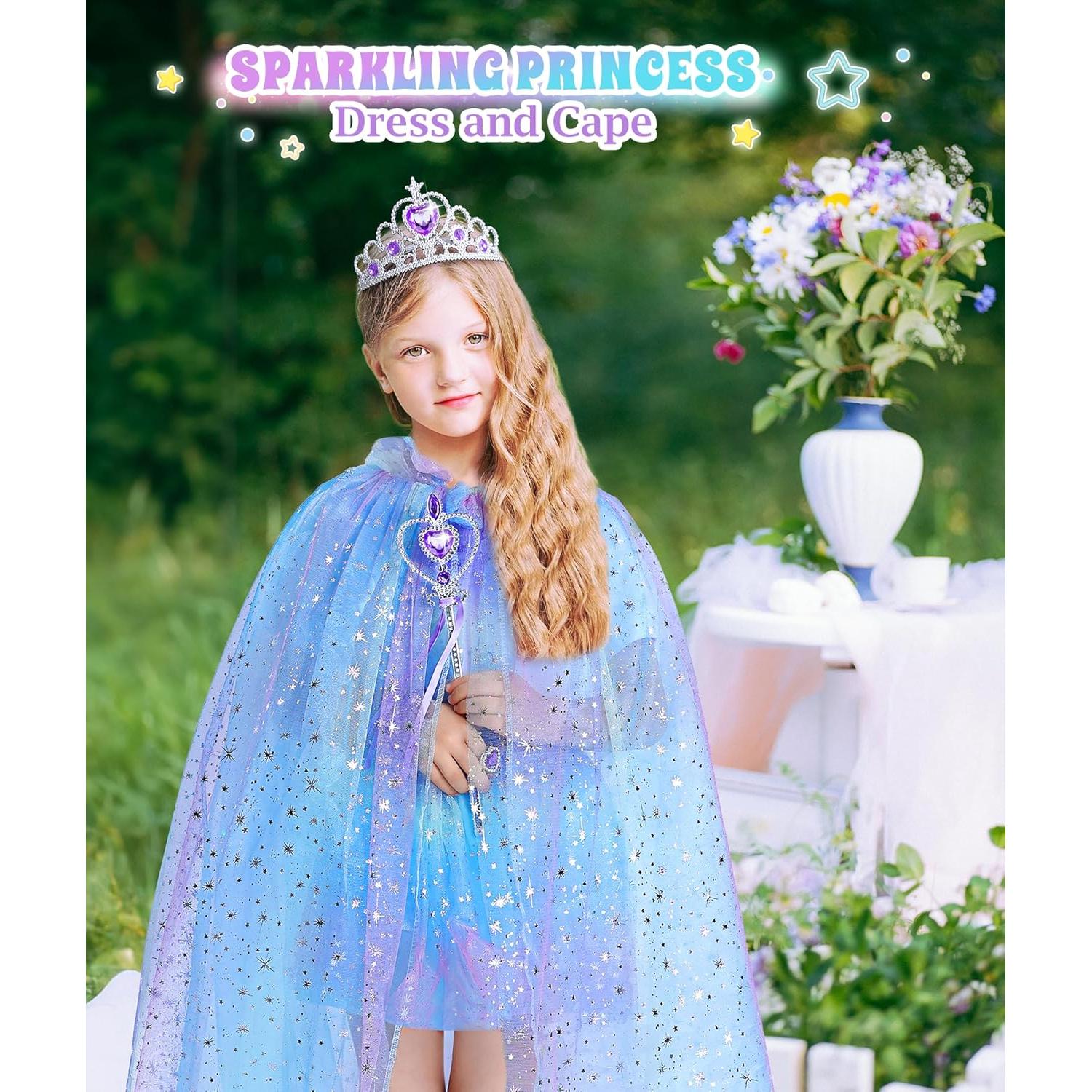 Disfraz de Princesa para Niñas DOLNOW con Capa Brillante y Accesorios