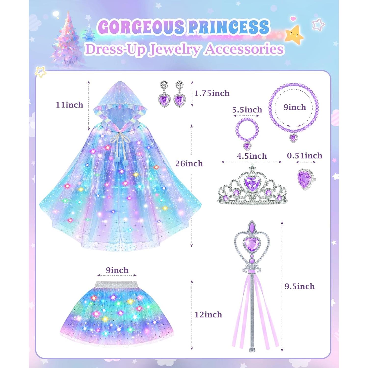 Disfraz de Princesa para Niñas DOLNOW con Capa Brillante y Accesorios