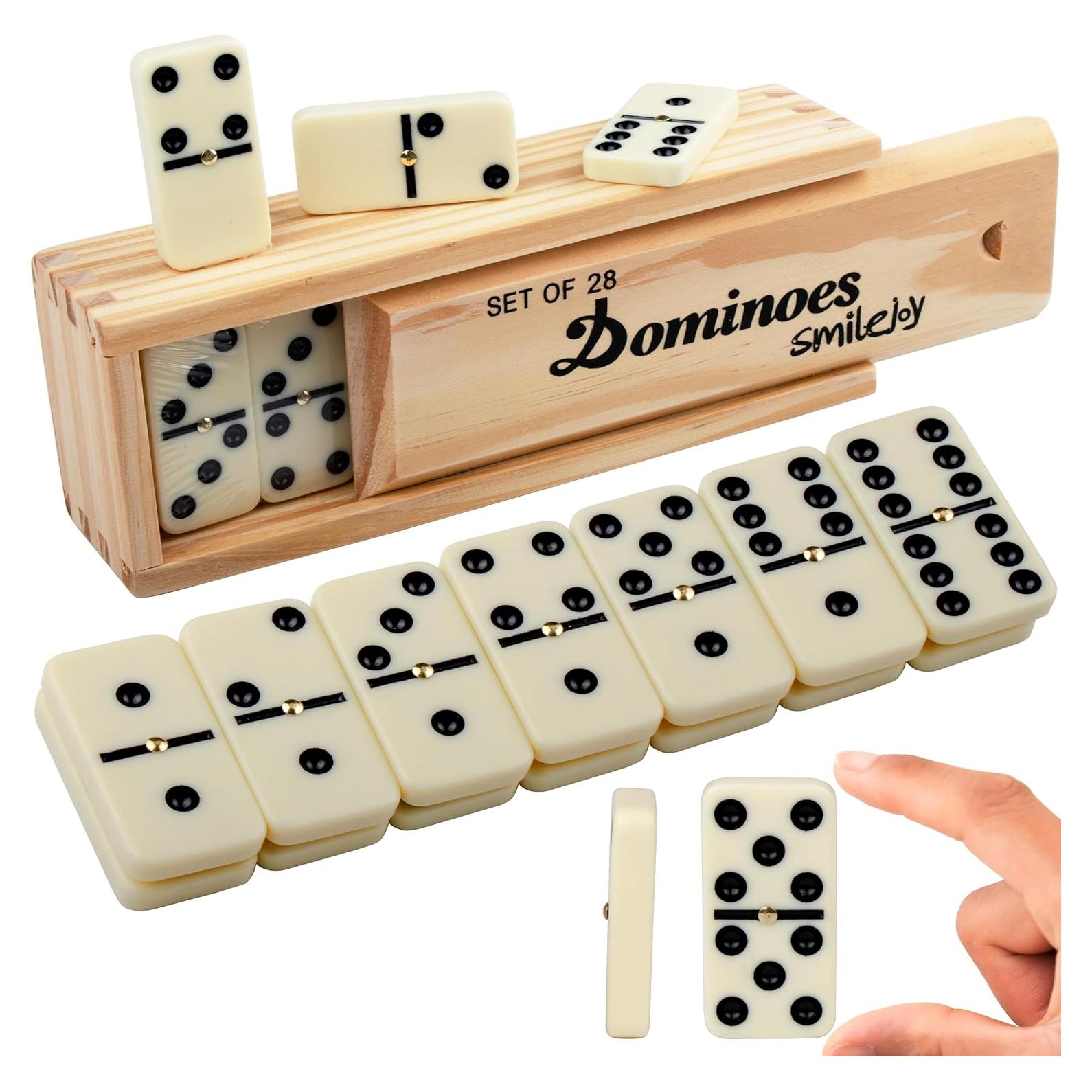 Juego de Dominó Doble 6 Smilejoy con Caja de Madera para 2 Jugadores