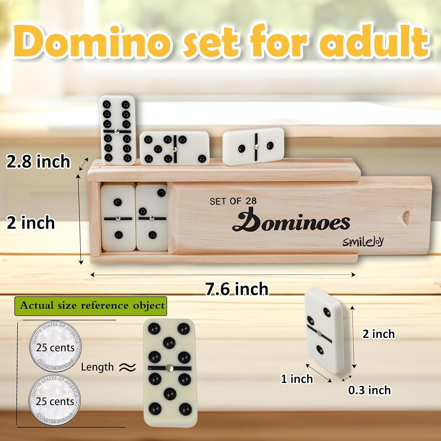 Juego de Dominó Doble 6 Smilejoy con Caja de Madera para 2 Jugadores
