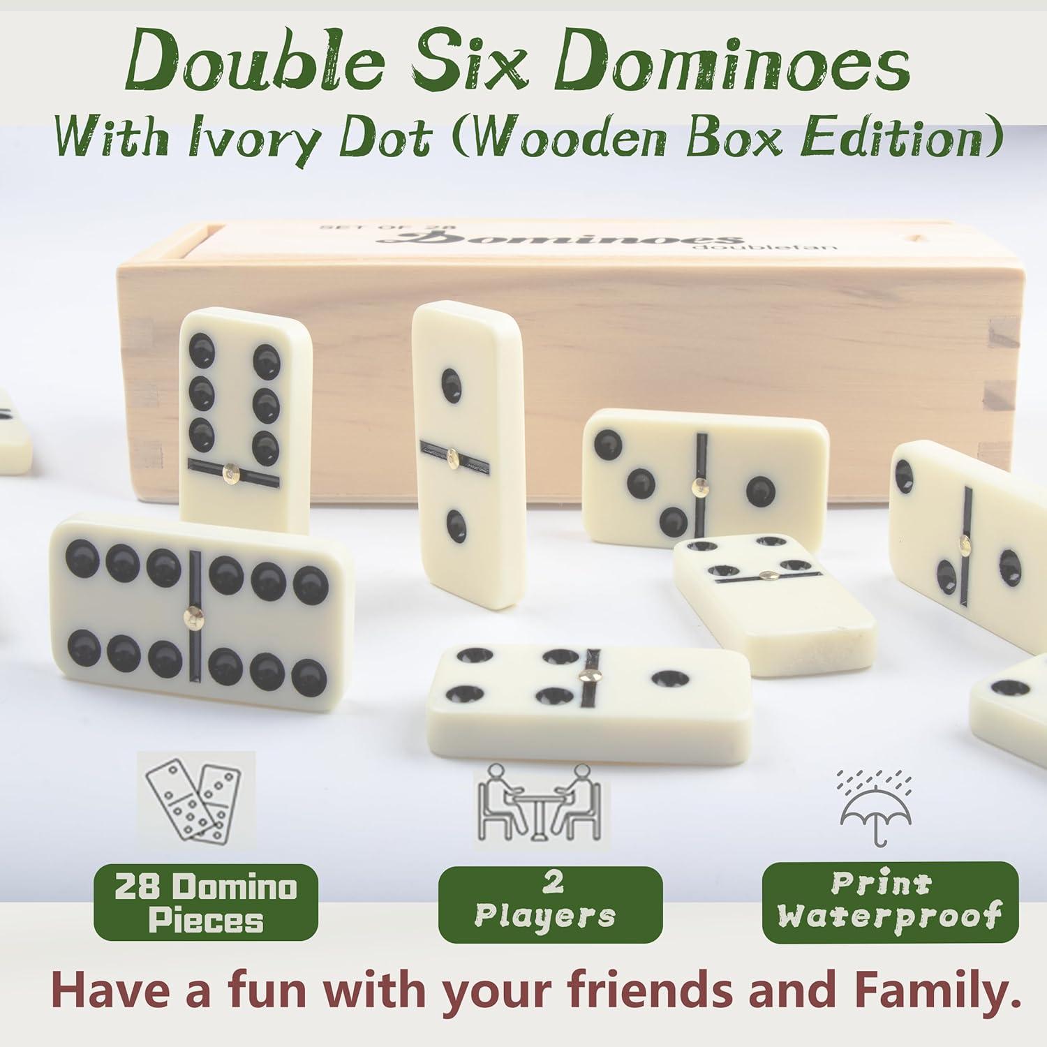 Juego de Dominó Doble 6 Smilejoy con Caja de Madera para 2 Jugadores
