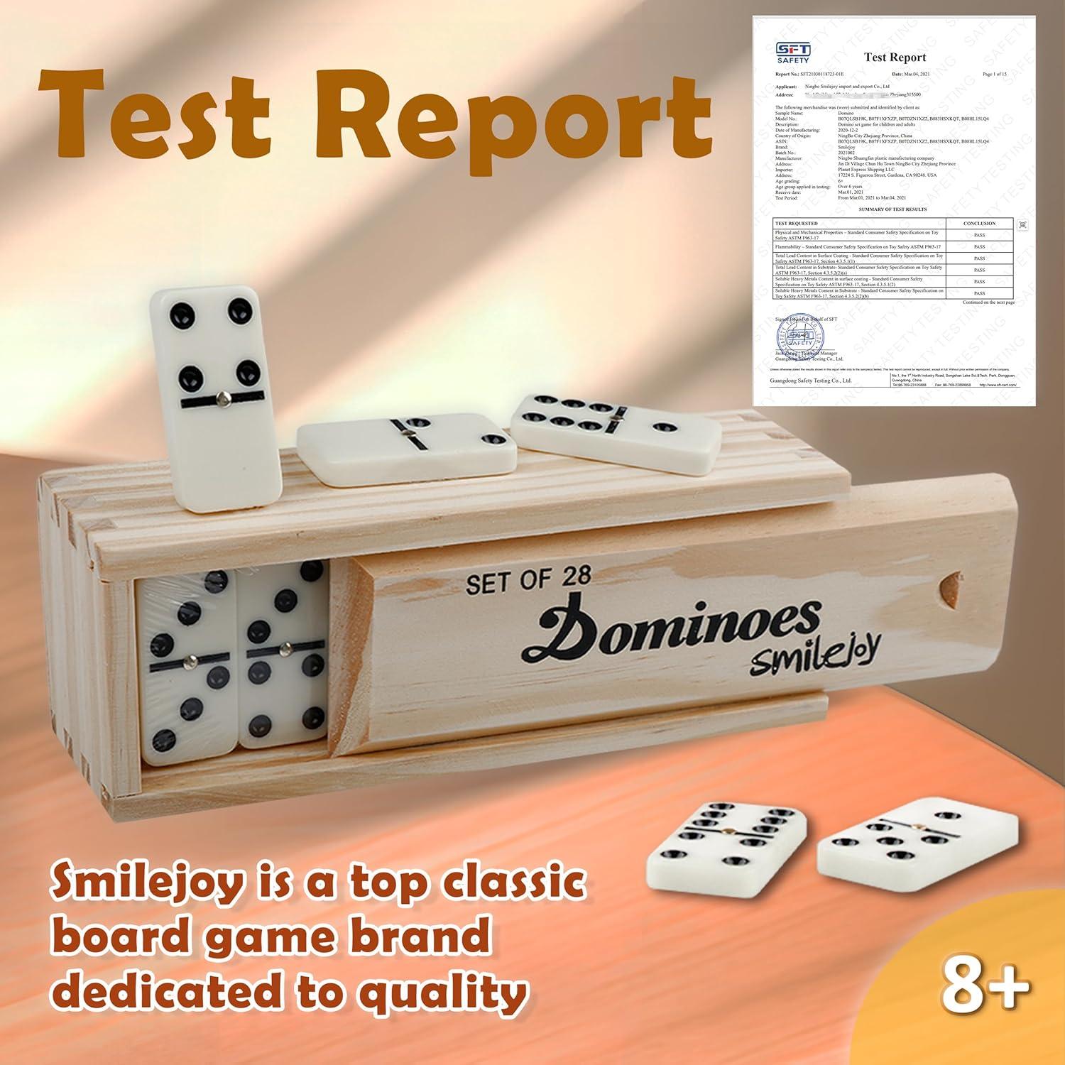 Juego de Dominó Doble 6 Smilejoy con Caja de Madera para 2 Jugadores