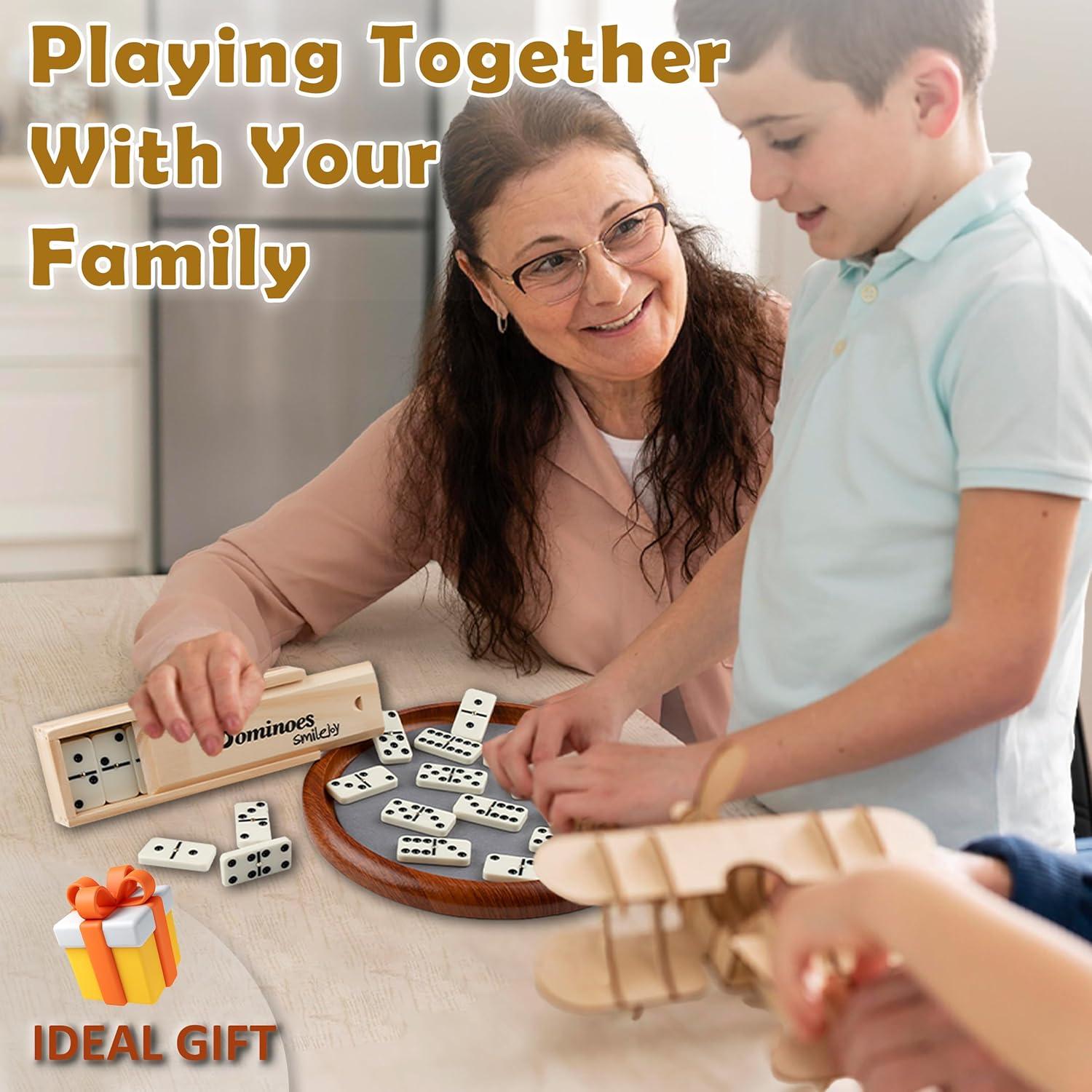 Juego de Dominó Doble 6 Smilejoy con Caja de Madera para 2 Jugadores