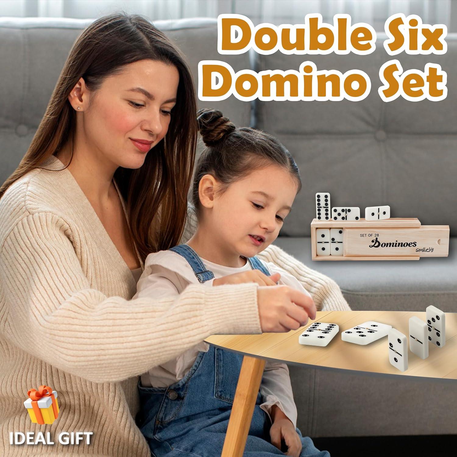 Juego de Dominó Doble 6 Smilejoy con Caja de Madera para 2 Jugadores