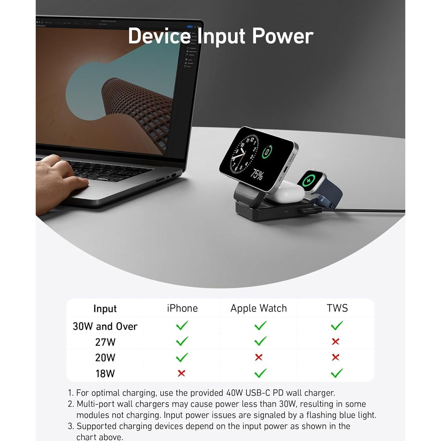 Estación de Carga Anker MagGo 3-en-1 para iPhone 16