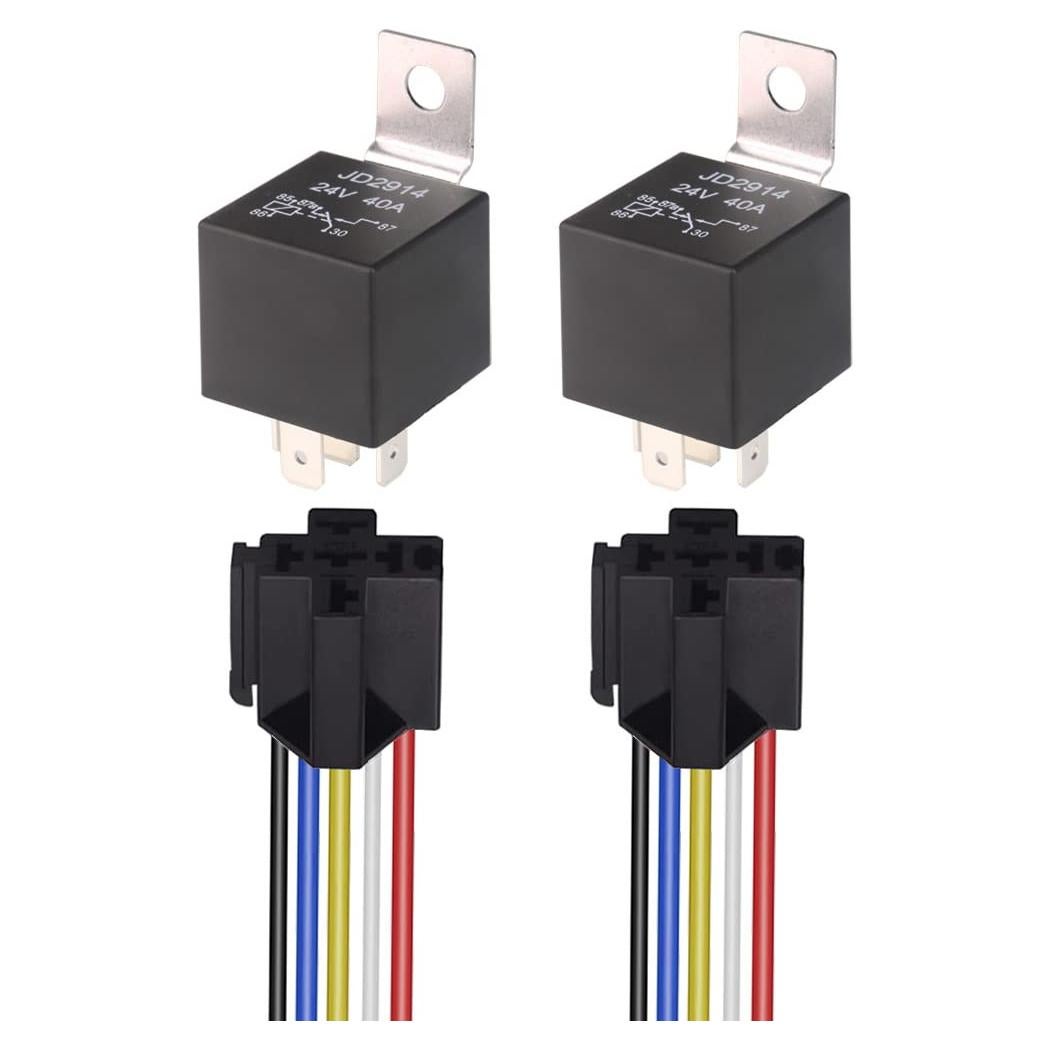 Relé de Coche 24V 40A Gebildet con Arnés 5 Pines y Cables