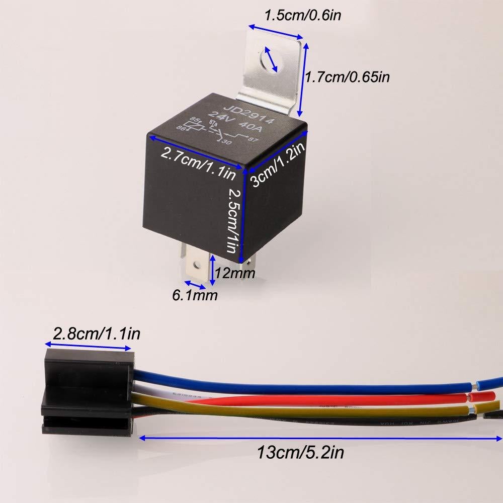 Relé de Coche 24V 40A Gebildet con Arnés 5 Pines y Cables