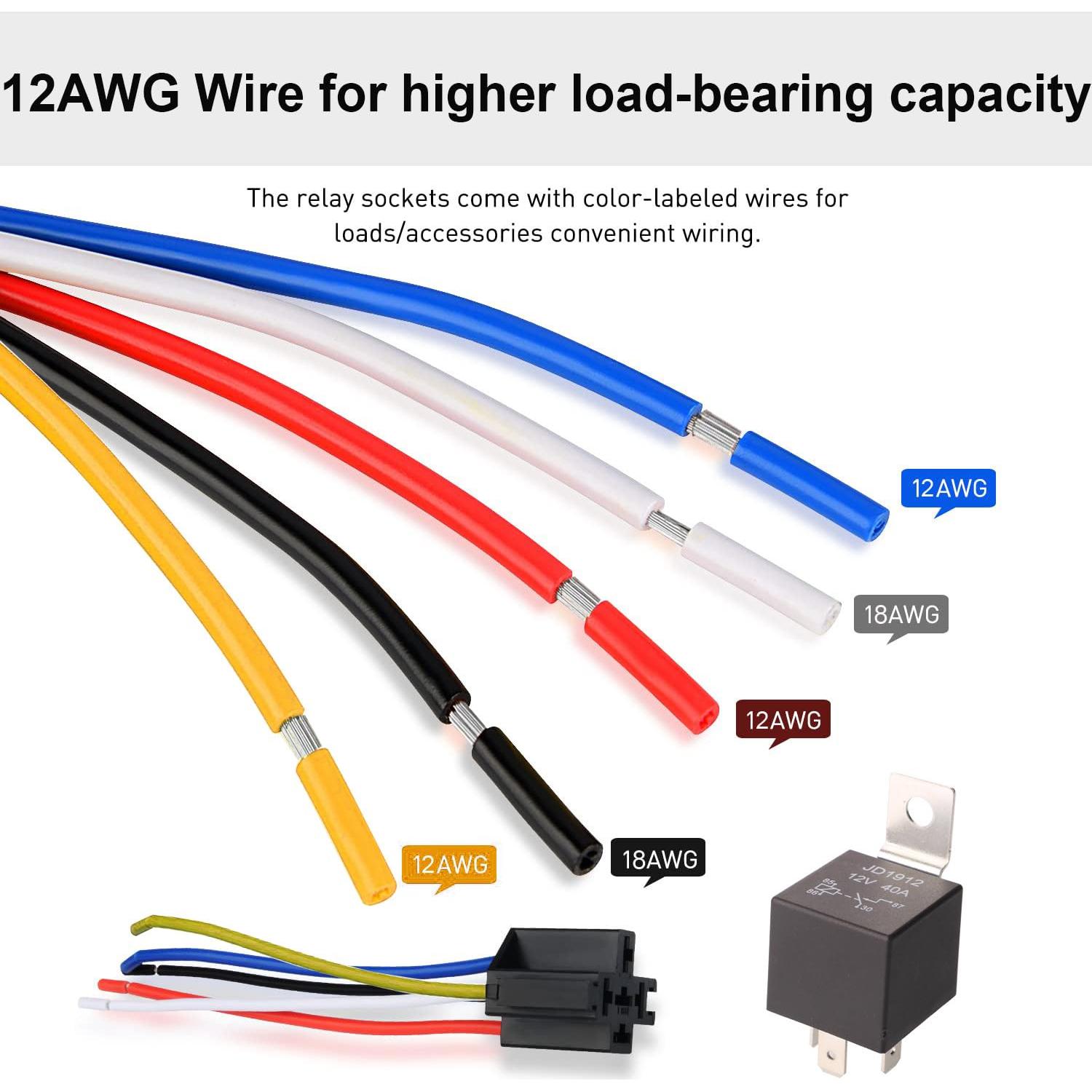 Relé de Coche 24V 40A Gebildet con Arnés 5 Pines y Cables