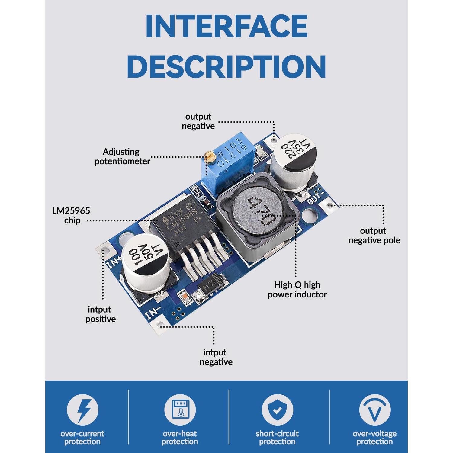 Paquete de 10 Reguladores de Voltaje LM2596 Ajustable 3-40V