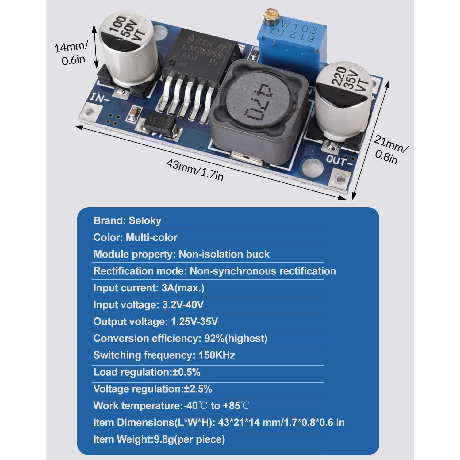 Paquete de 10 Reguladores de Voltaje LM2596 Ajustable 3-40V