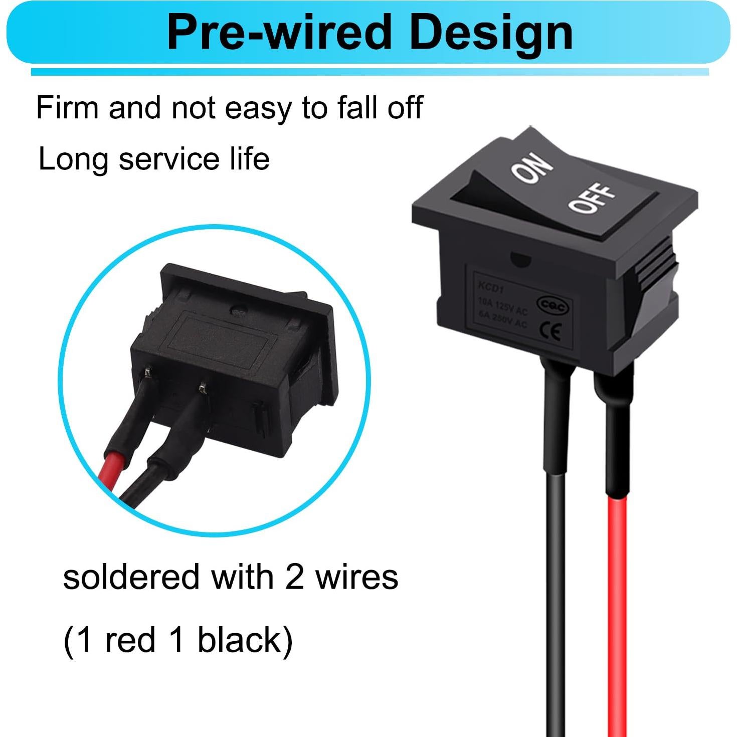 Interruptor Rocker SPST TWTADE KCD1-1-101 ON/OFF 5PCS