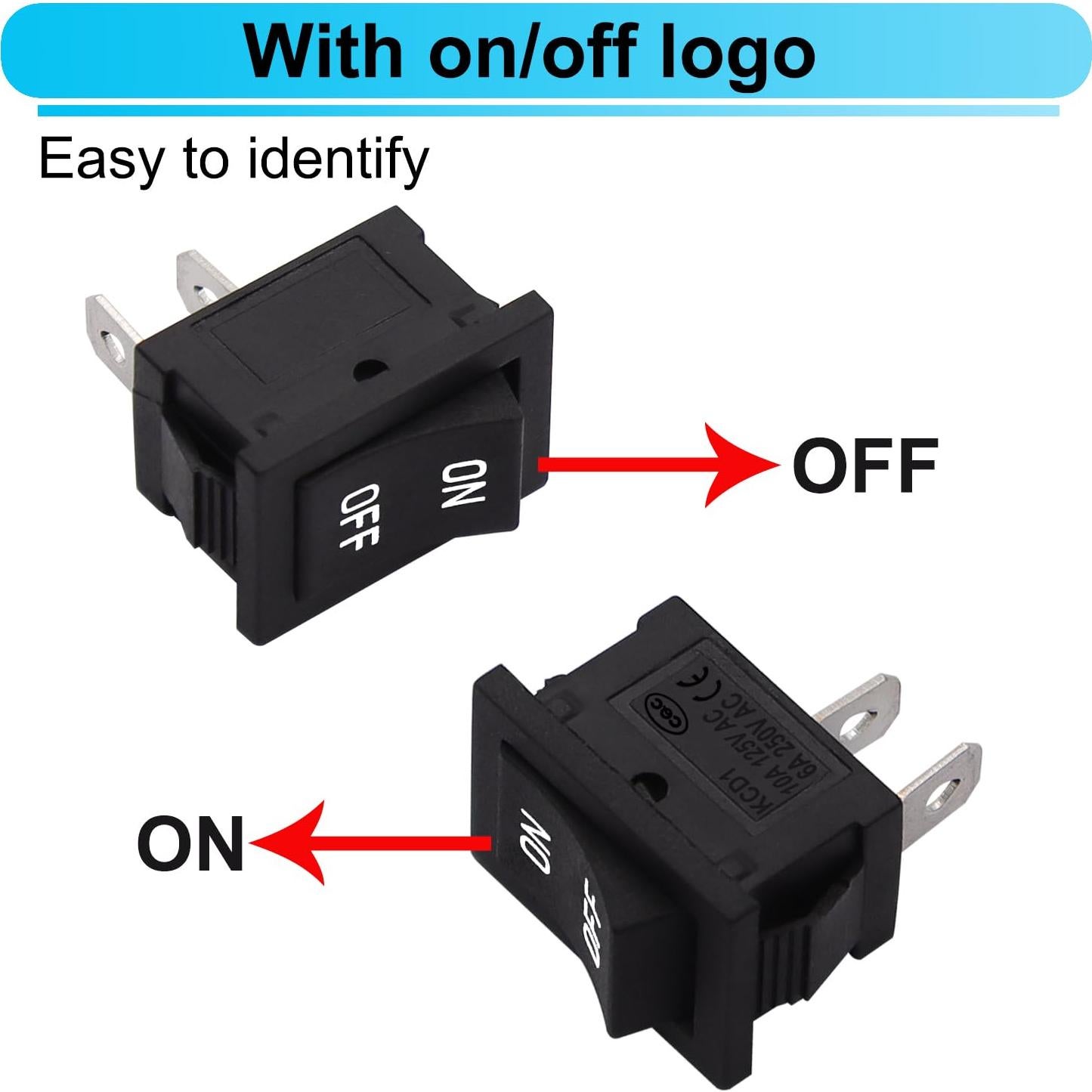Interruptor Rocker SPST TWTADE KCD1-1-101 ON/OFF 5PCS