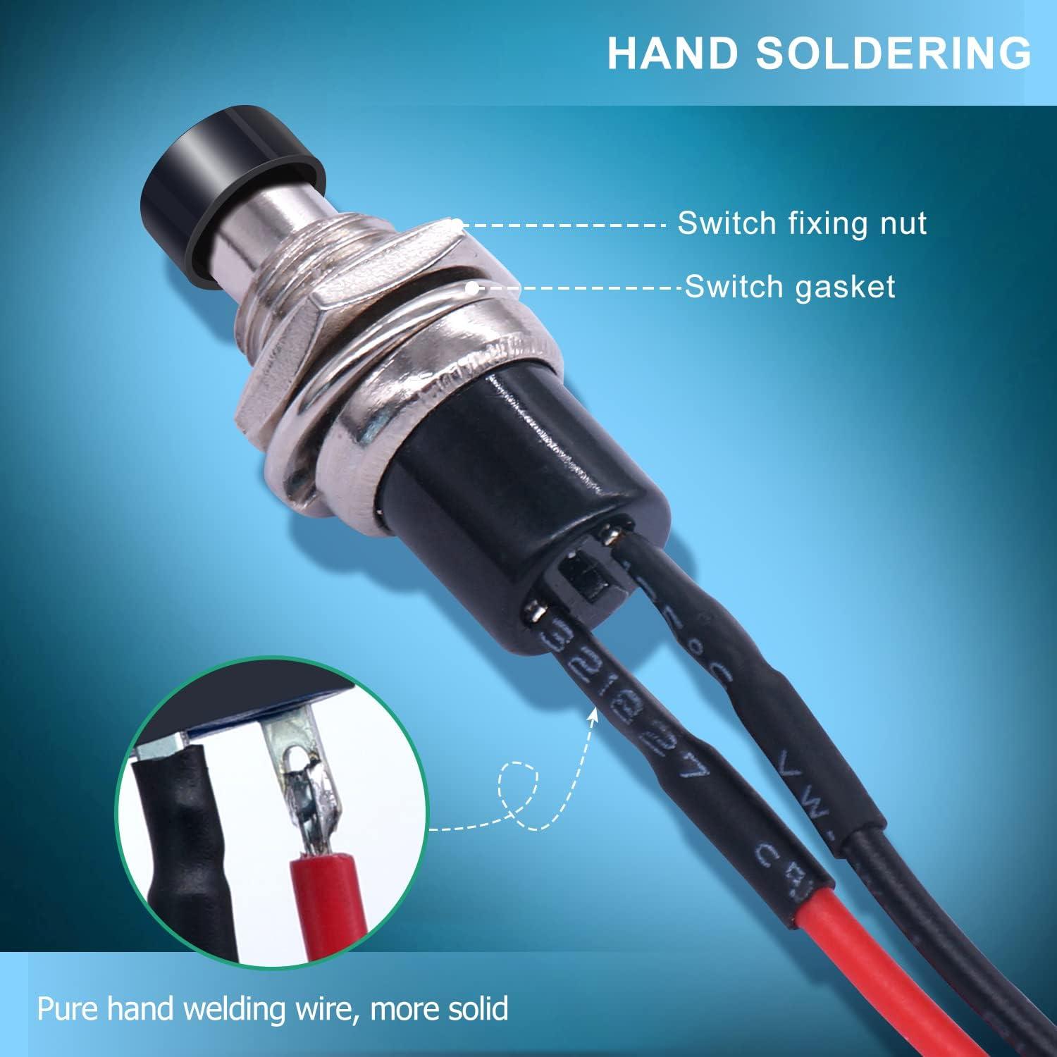 Interruptor de Botón Momentáneo Twidec 10 Pcs 250V 1A Negro