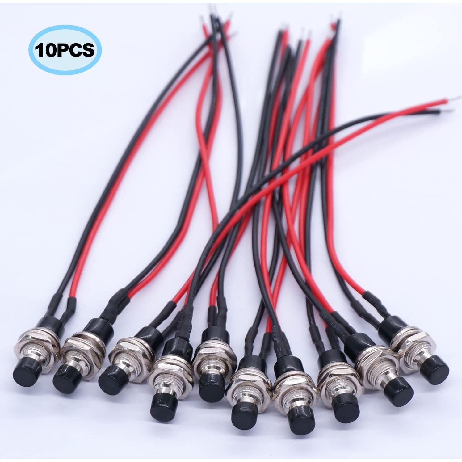 Interruptor de Botón Momentáneo Twidec 10 Pcs 250V 1A Negro