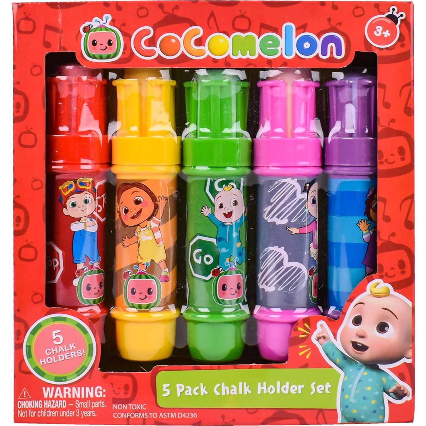Sunny Days Entertainment CoComelon Jumbo Chalk Holders | 5 Chalk Holders for Kids | Toddler Sidewalk Chalk