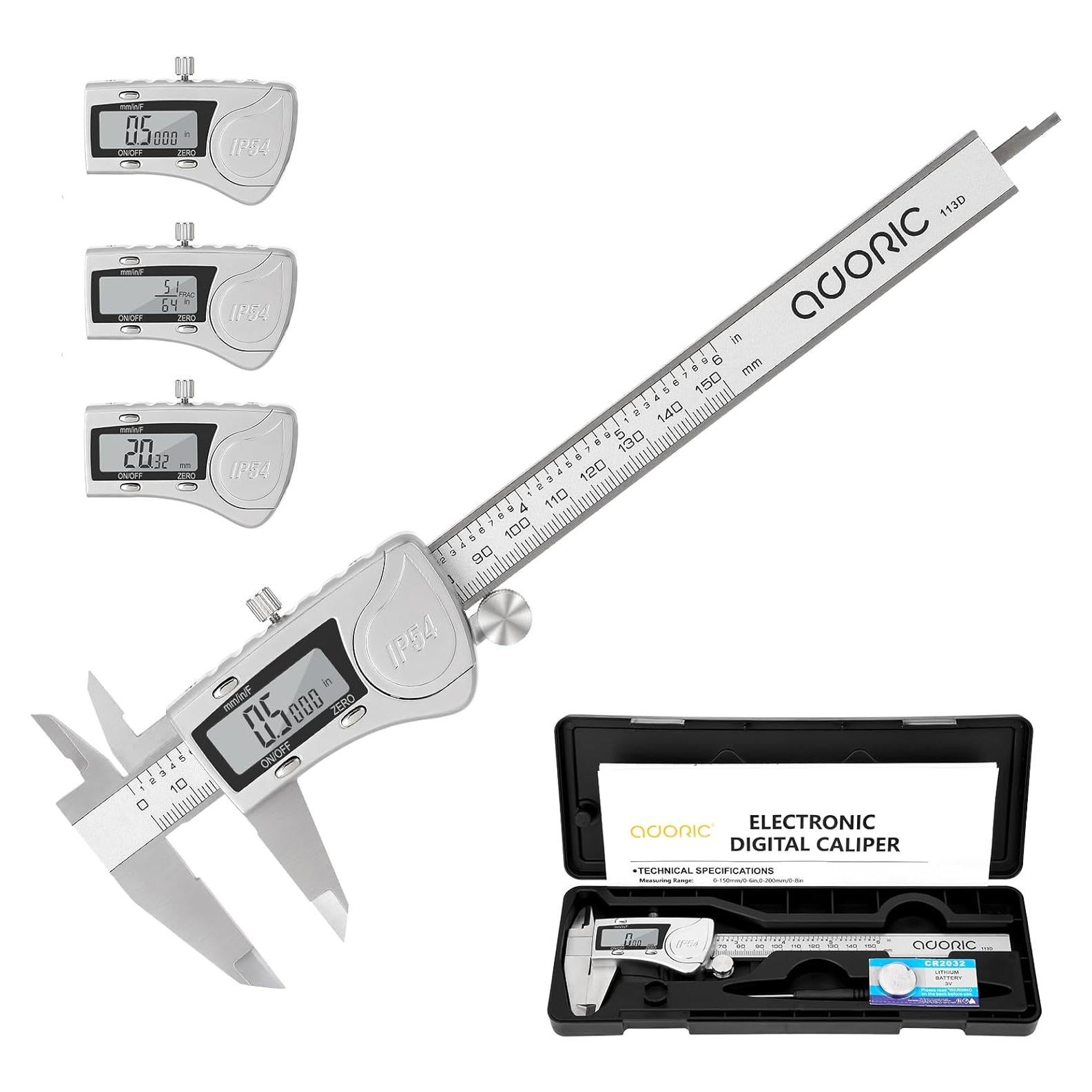 Calibrador Digital Adoric 150 mm Acero Inoxidable LCD