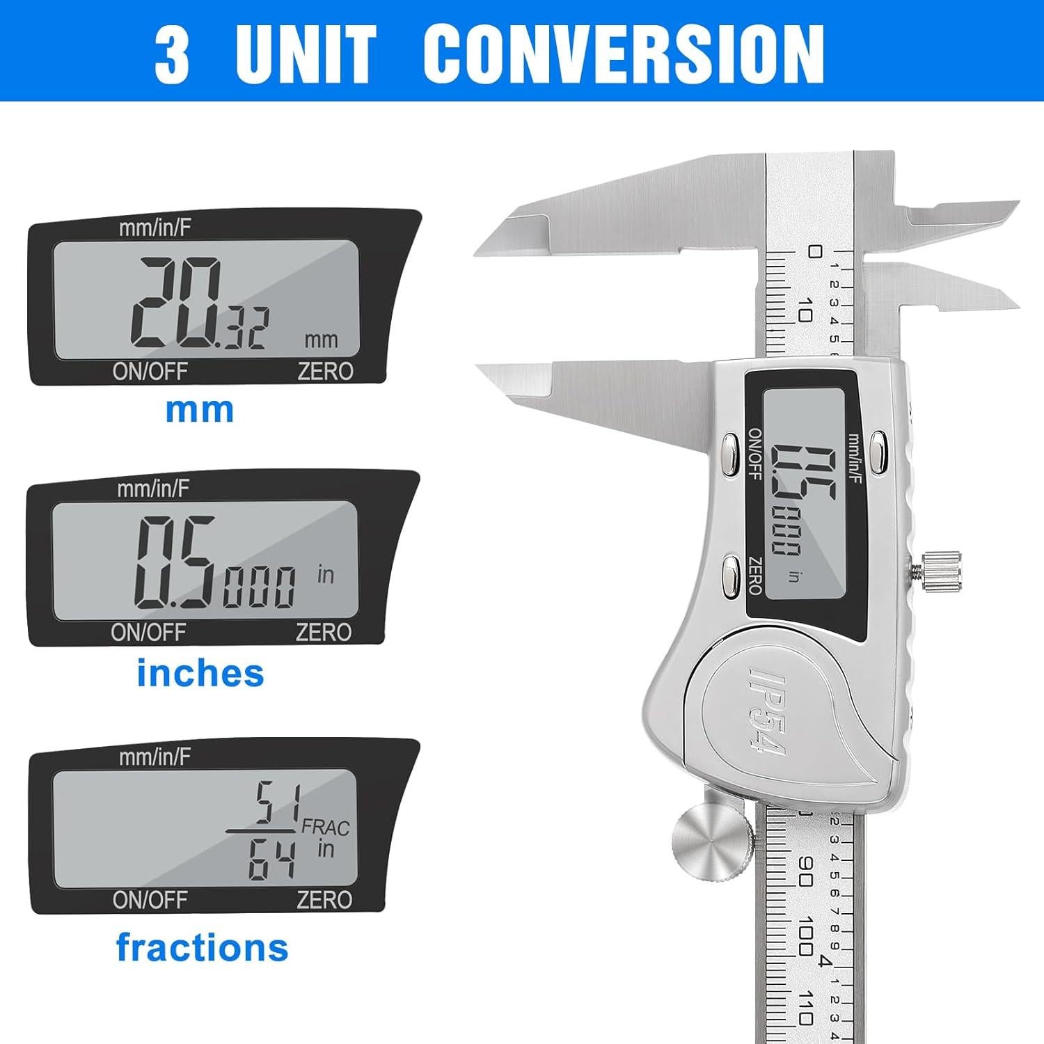 Calibrador Digital Adoric 150 mm Acero Inoxidable LCD