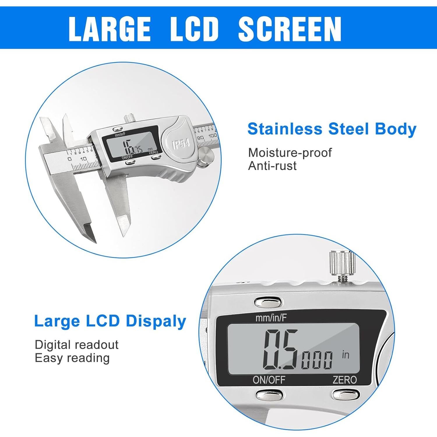 Calibrador Digital Adoric 150 mm Acero Inoxidable LCD