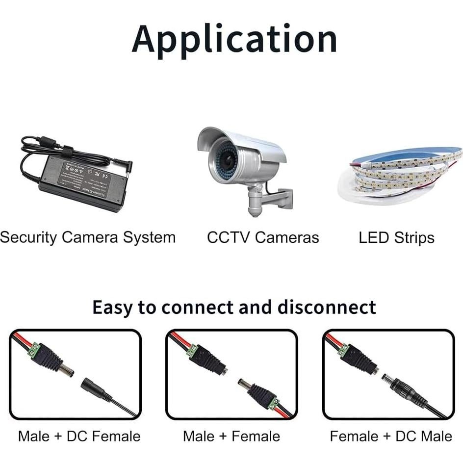 10 Pares Conectores de Poder DC 12V 5A 2.1x5.5mm - CENTROPOWER