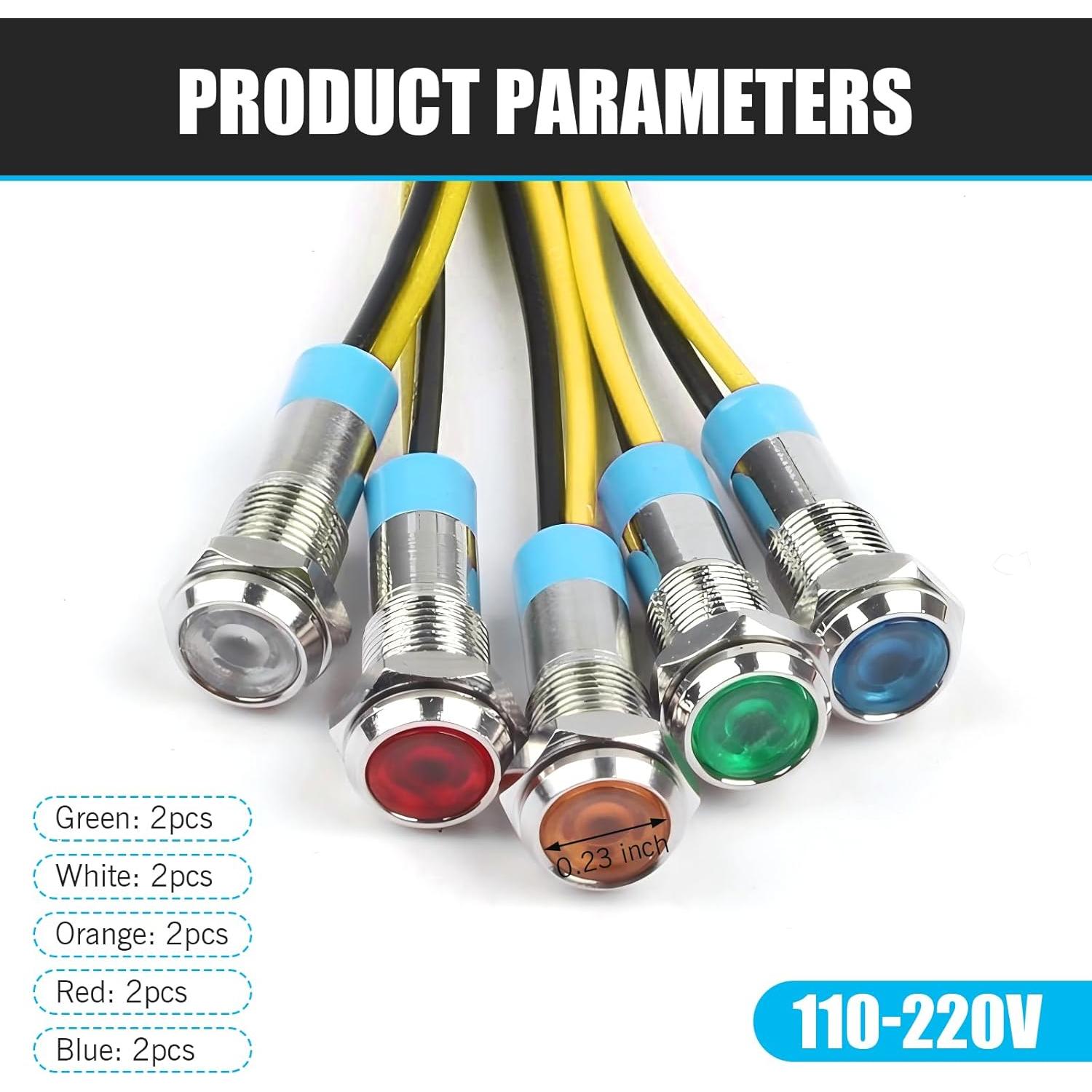 Set de 10 Bombillas LED Indicadoras Zikefest 12-24V Multicolor