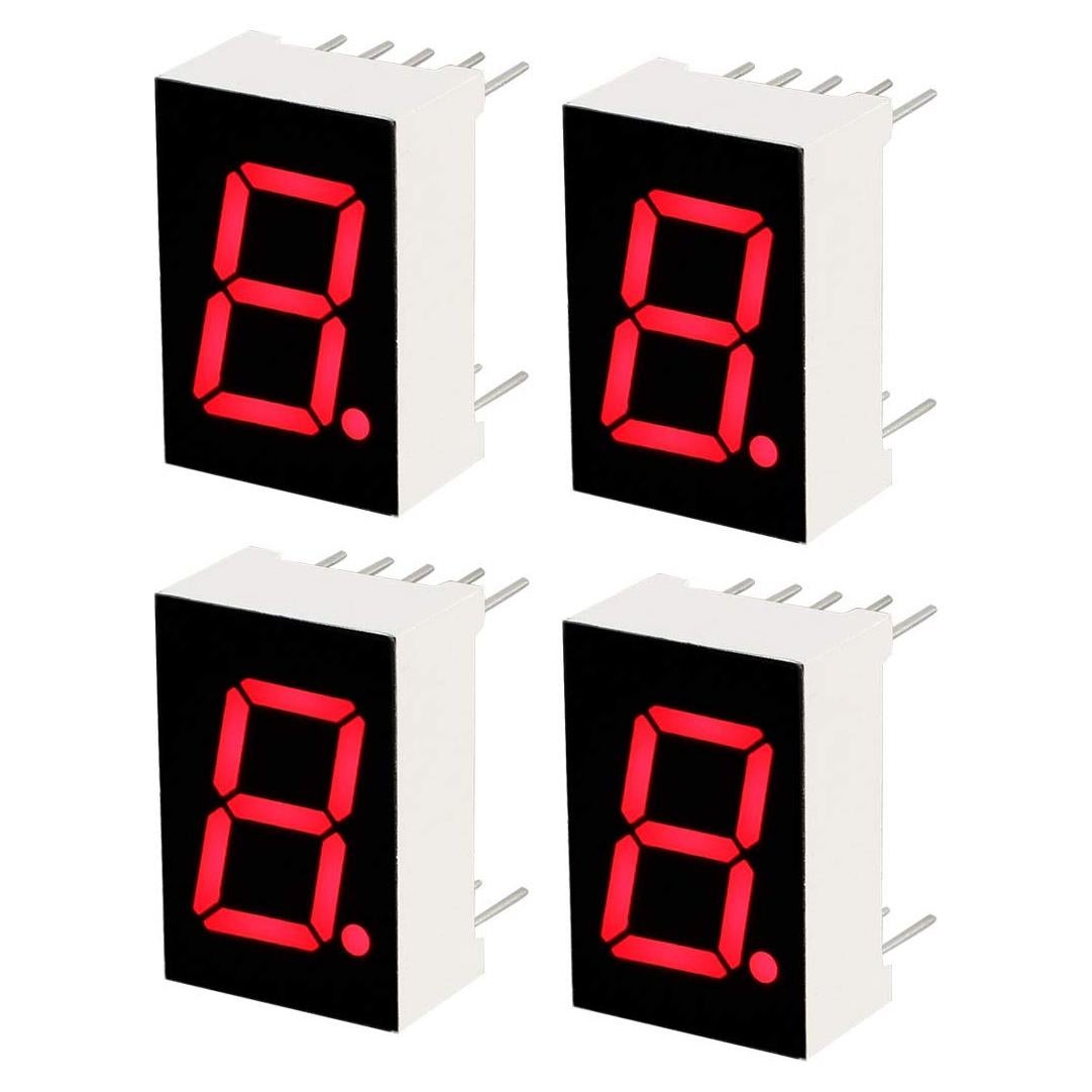 Tubo LED Digital 7 Segmentos uxcell 1 Bit Rojo 4 Pcs