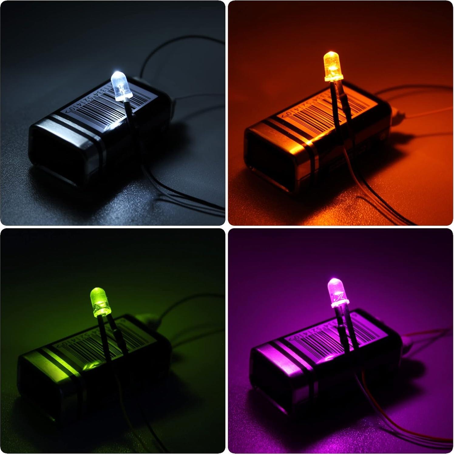 DiCUNO 100 Diodos LED Pre Cableados 12V 5MM 10 Colores 24cm