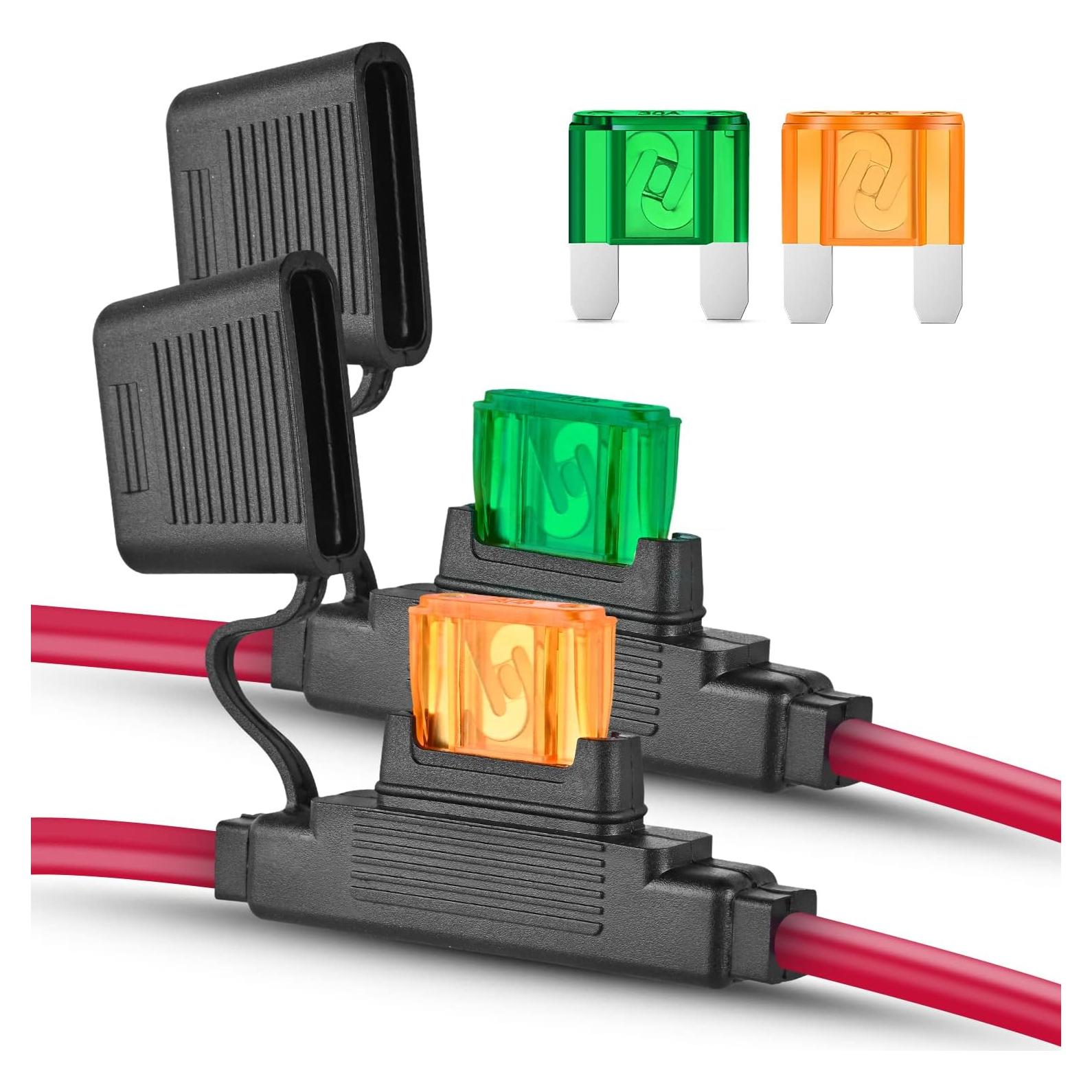 Nilight Soporte de Fusible Maxi 10AWG 2Pcs 30A 40A IP67