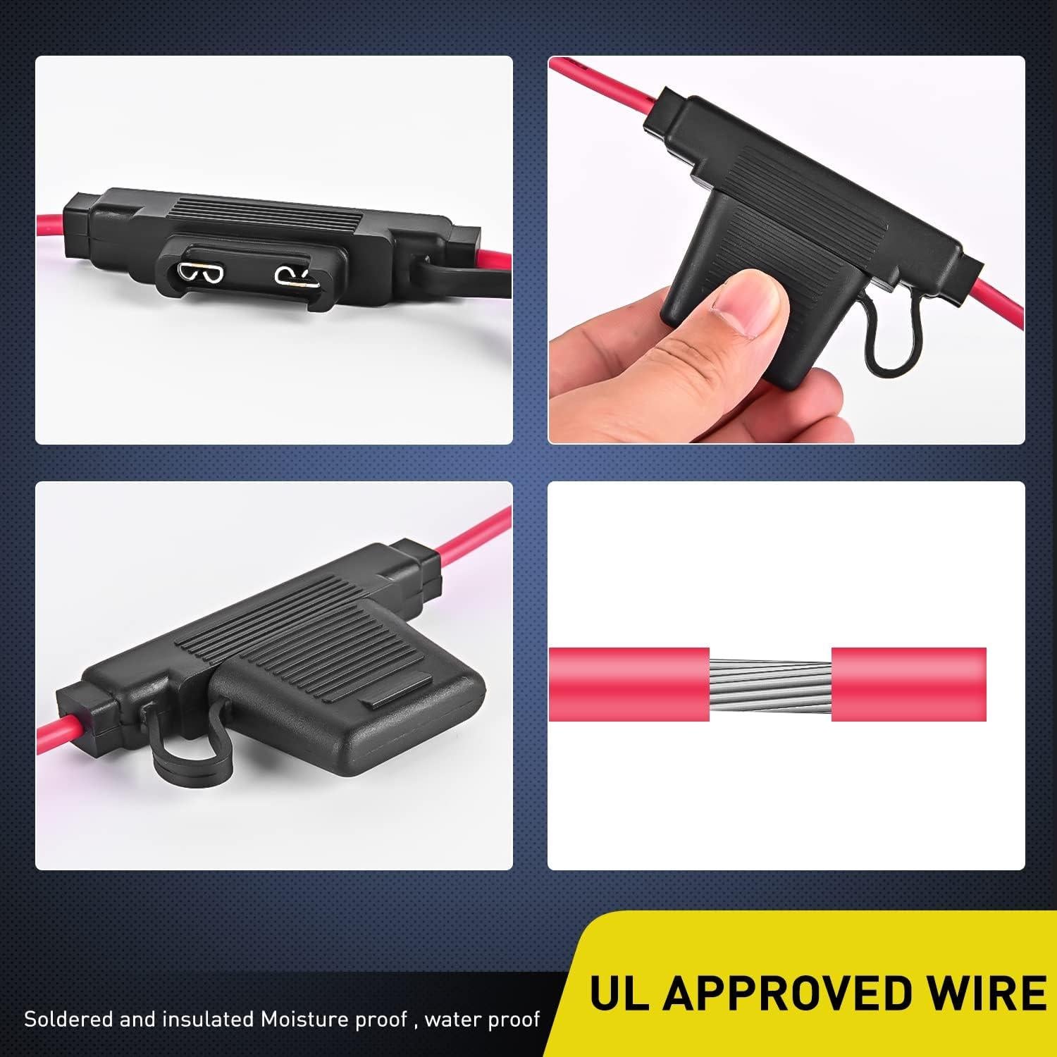 Nilight Soporte de Fusible Maxi 10AWG 2Pcs 30A 40A IP67