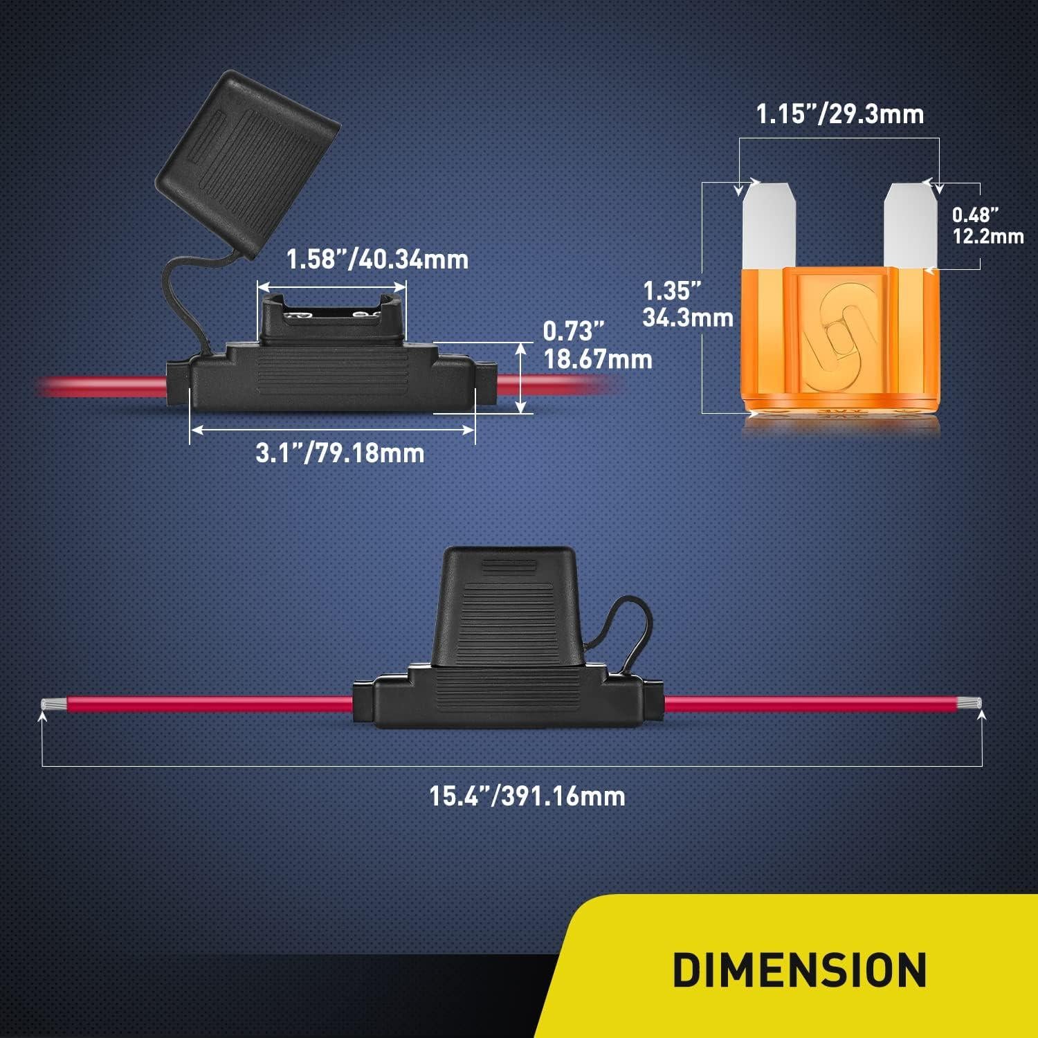 Nilight Soporte de Fusible Maxi 10AWG 2Pcs 30A 40A IP67